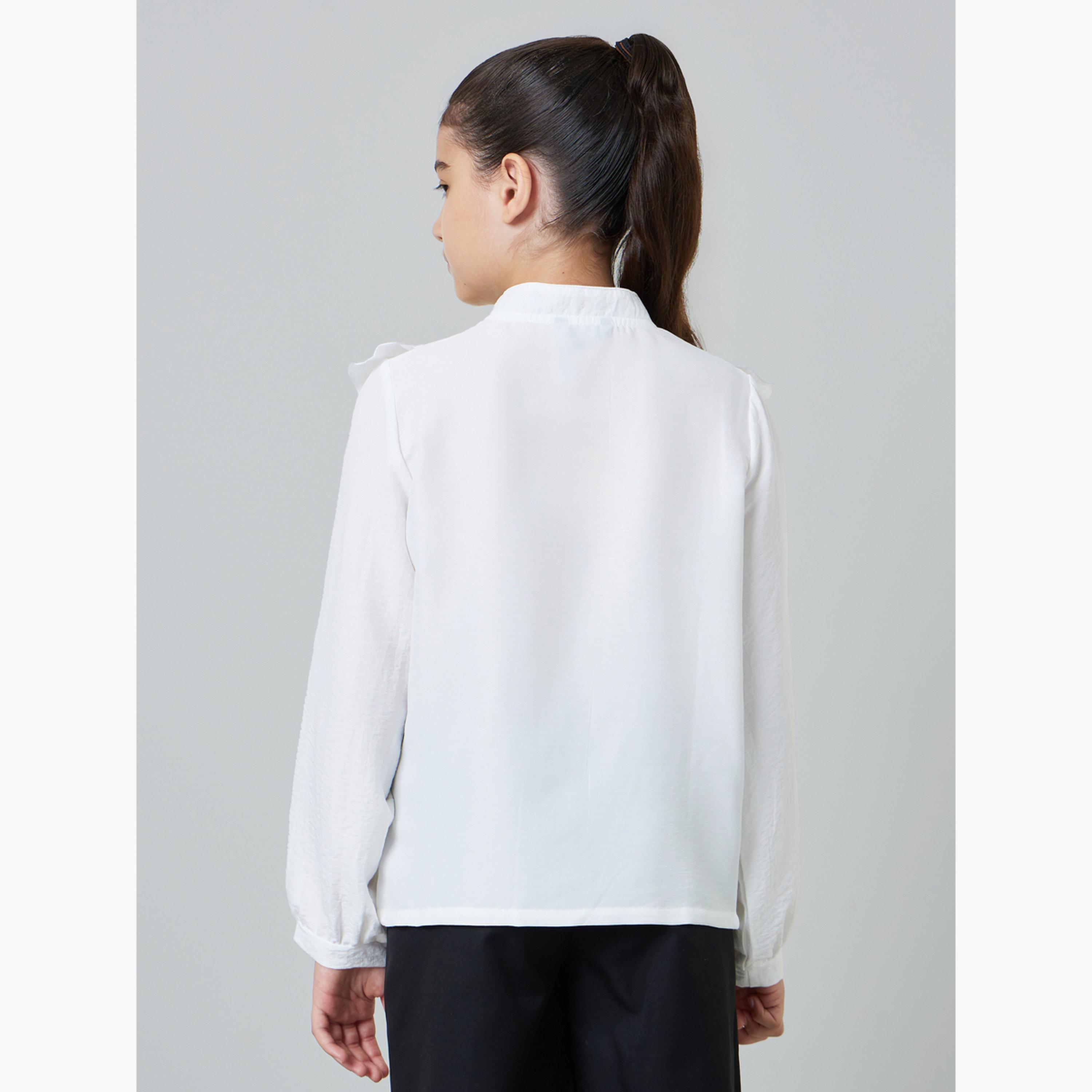 ستايلي - قميص أبيض بأكمام طويلة مكشكشة للفتيات المراهقات-girls-clothing-blousesandshirts-image-3