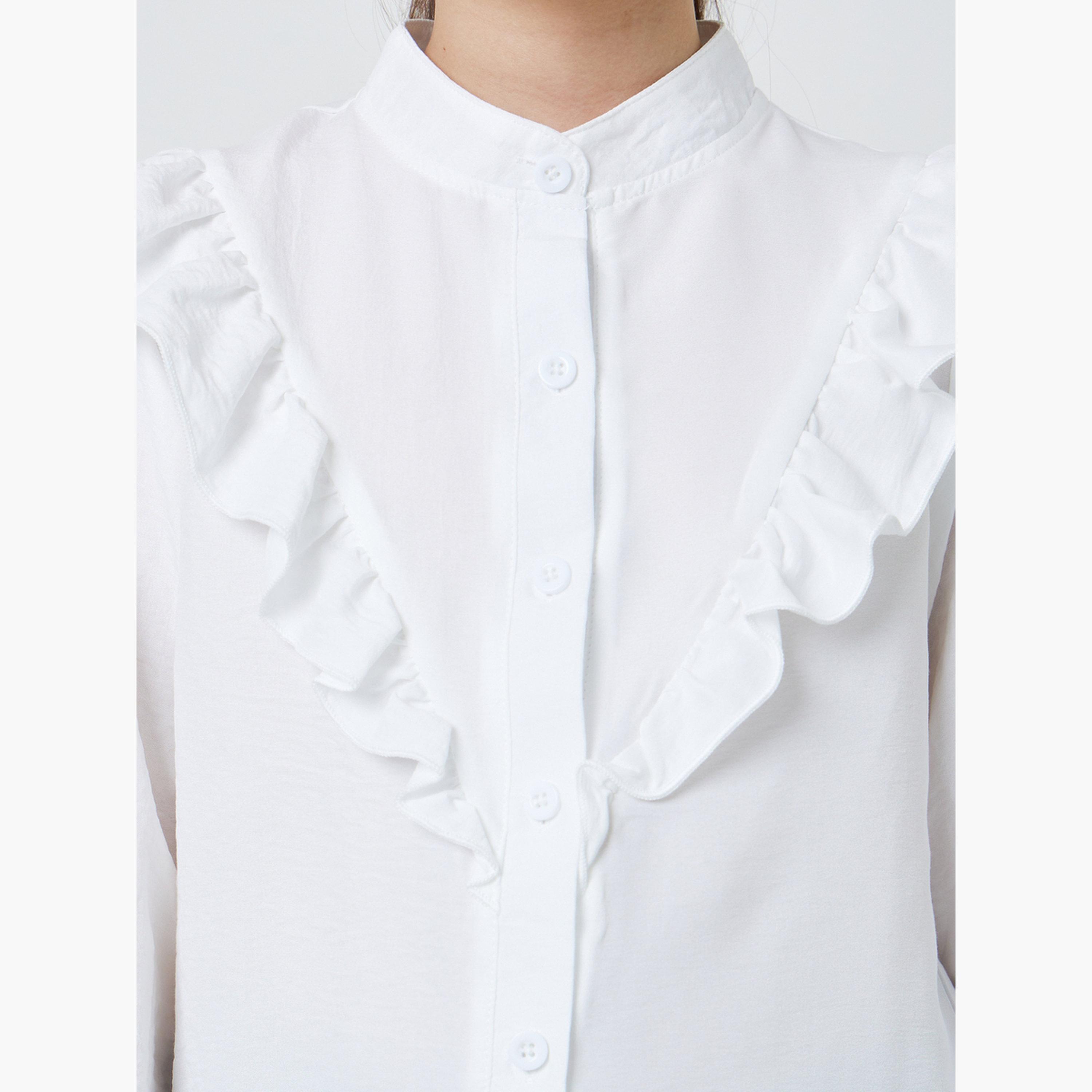 ستايلي - قميص أبيض بأكمام طويلة مكشكشة للفتيات المراهقات-girls-clothing-blousesandshirts-image-4