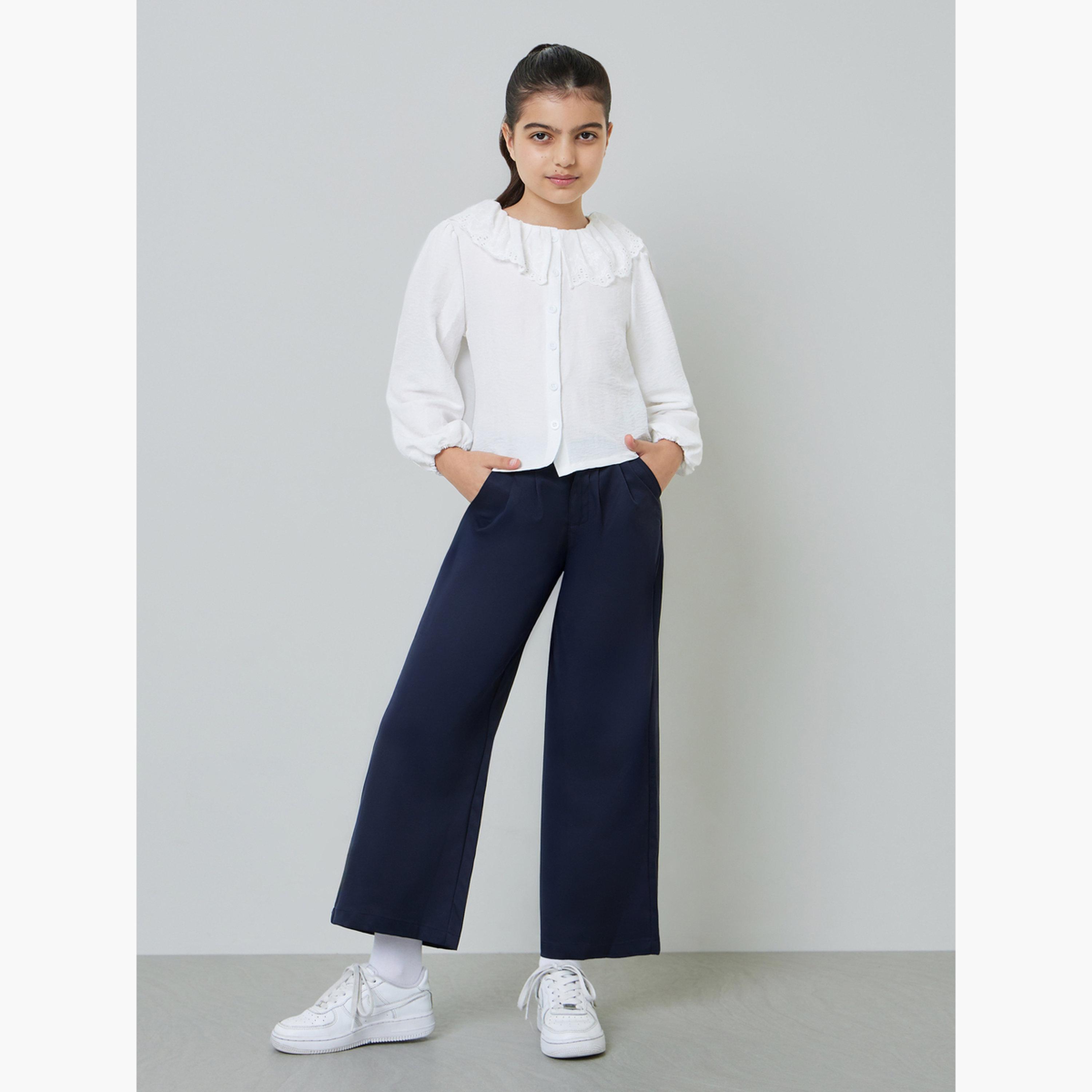 ستايلي - قميص مطرز بياقة بيتر بان للفتيات المراهقات-girls-clothing-blousesandshirts-image-2
