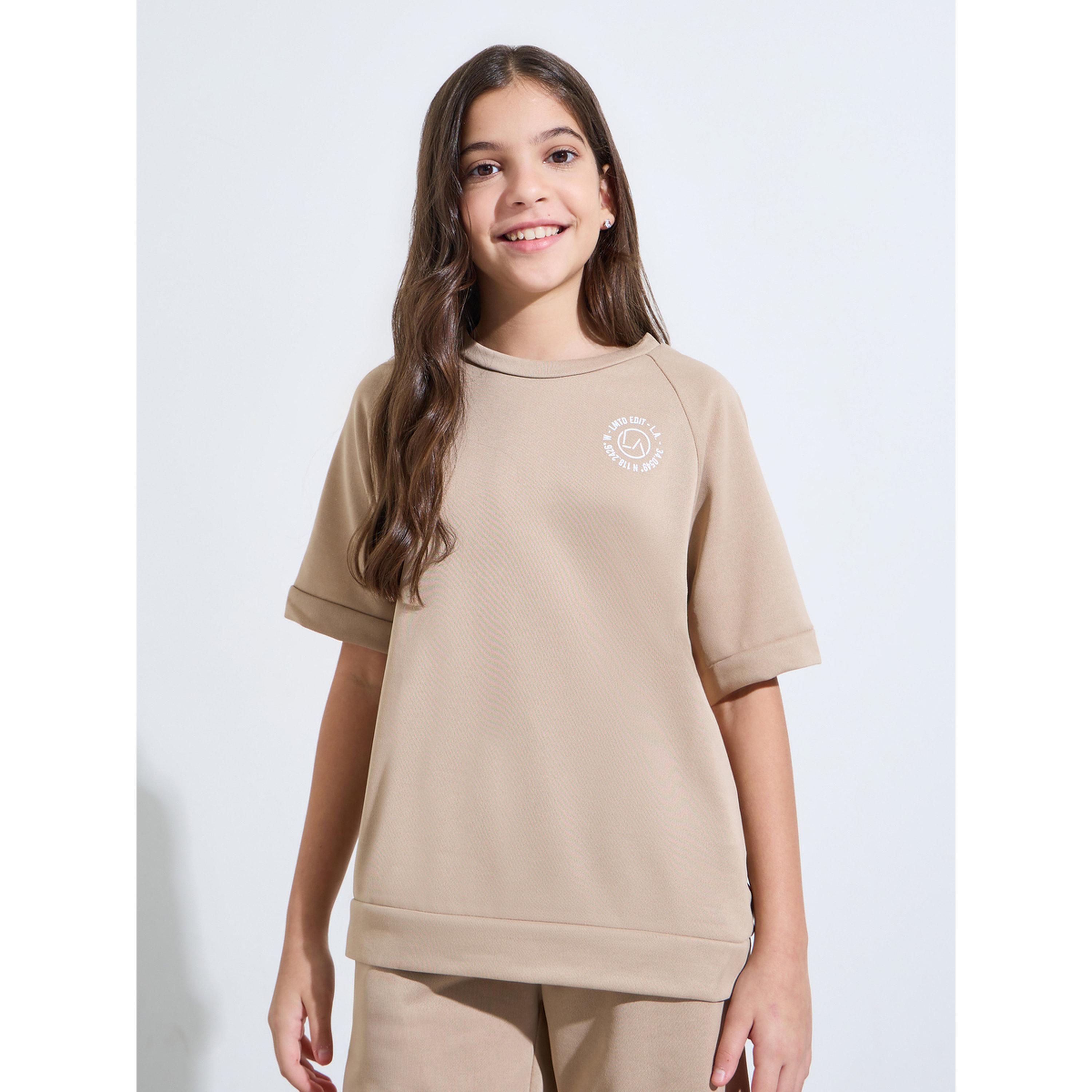 مجموعة من شورت وتيشيرت واسع بأكمام راجلان للبنات الكبار-girls-clothing-setsandcoords-image-3