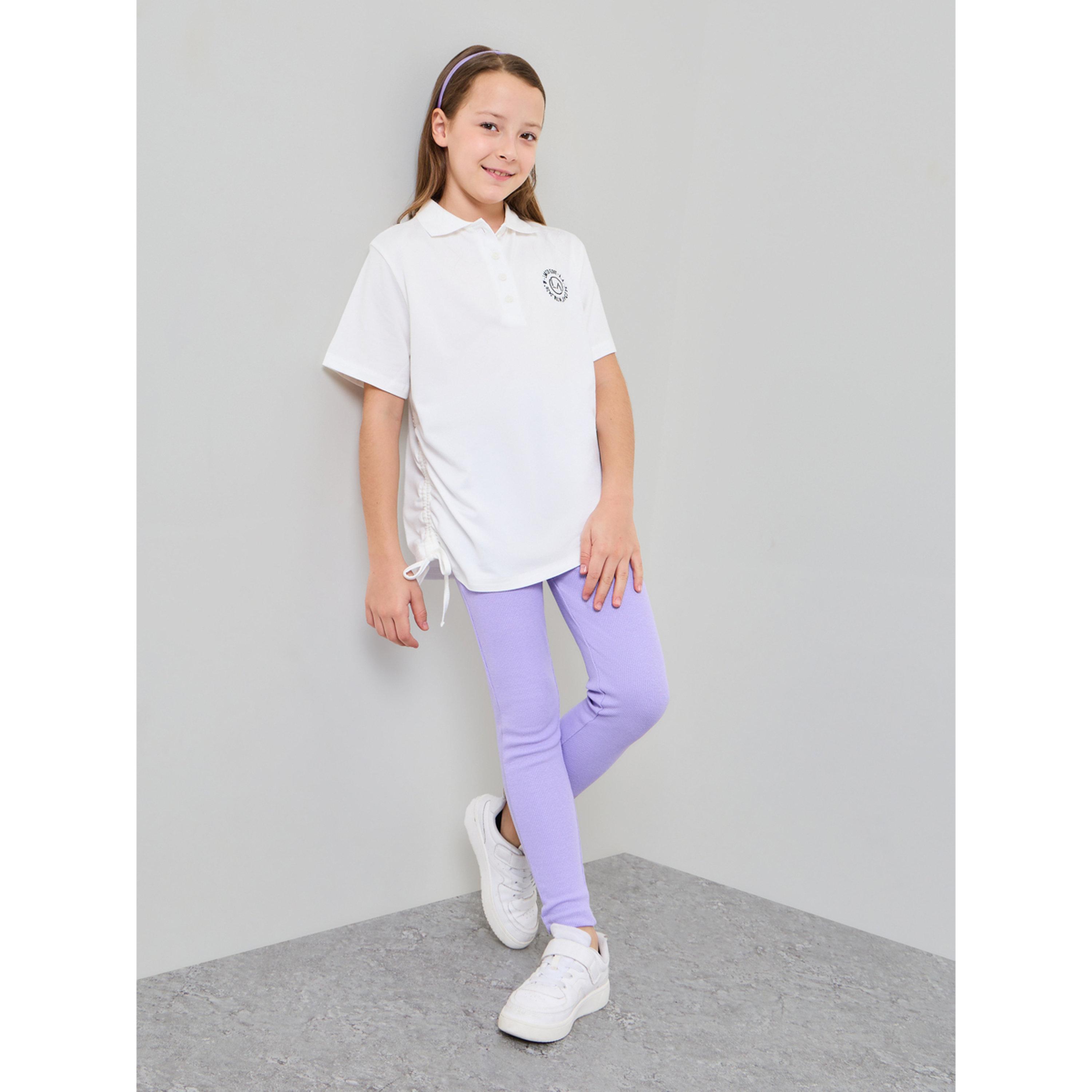 Styli Teen Girls Logo Print Ruched Sides Polo T-Shirt-girls-clothing-tshirts-image-2