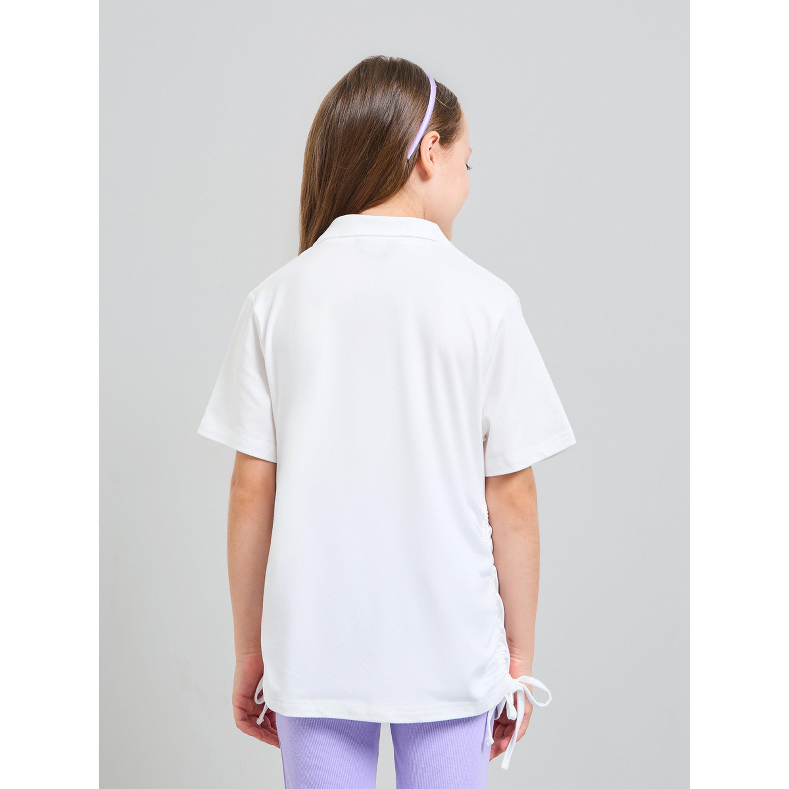 Styli Teen Girls Logo Print Ruched Sides Polo T-Shirt-girls-clothing-tshirts-image-3
