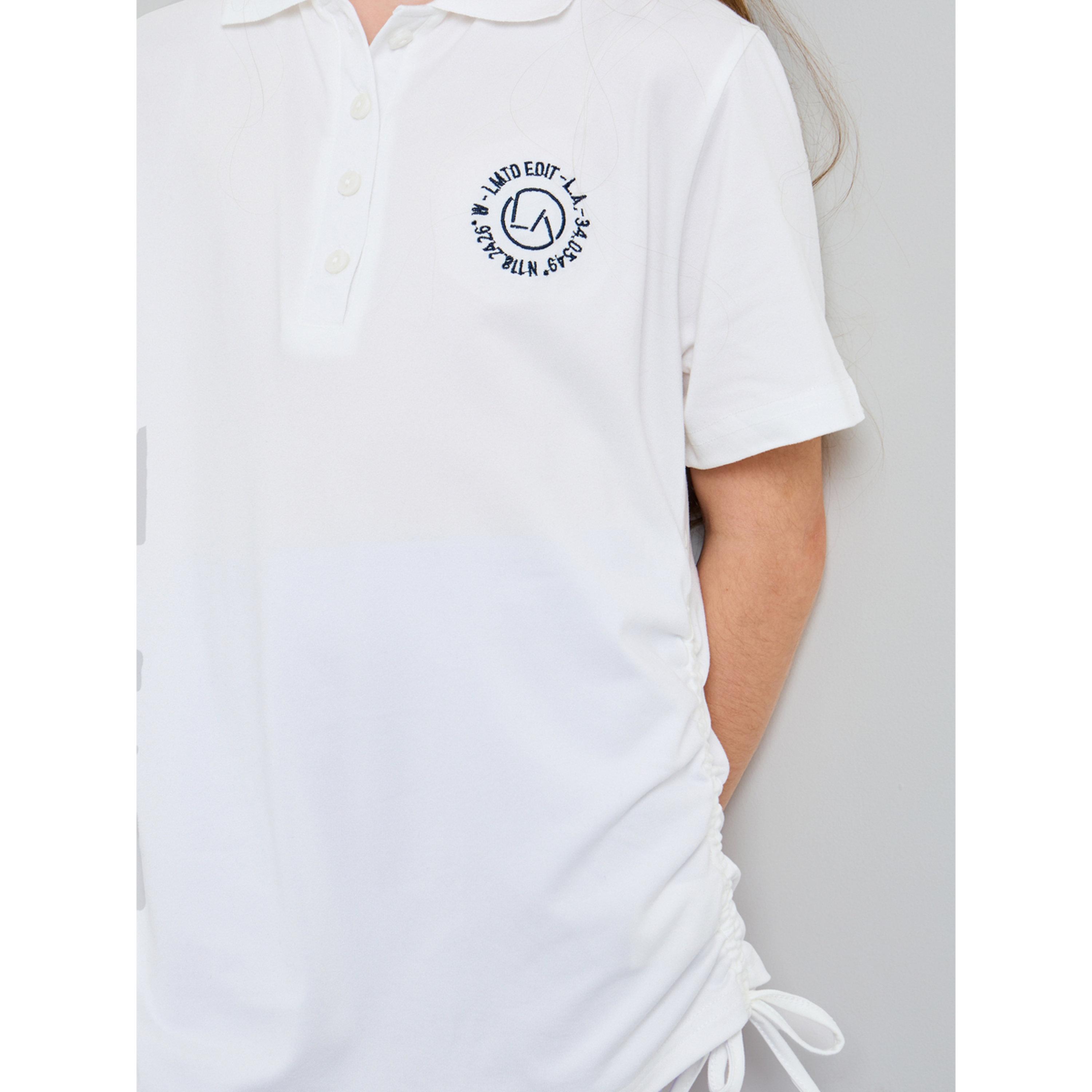 Styli Teen Girls Logo Print Ruched Sides Polo T-Shirt-girls-clothing-tshirts-image-4