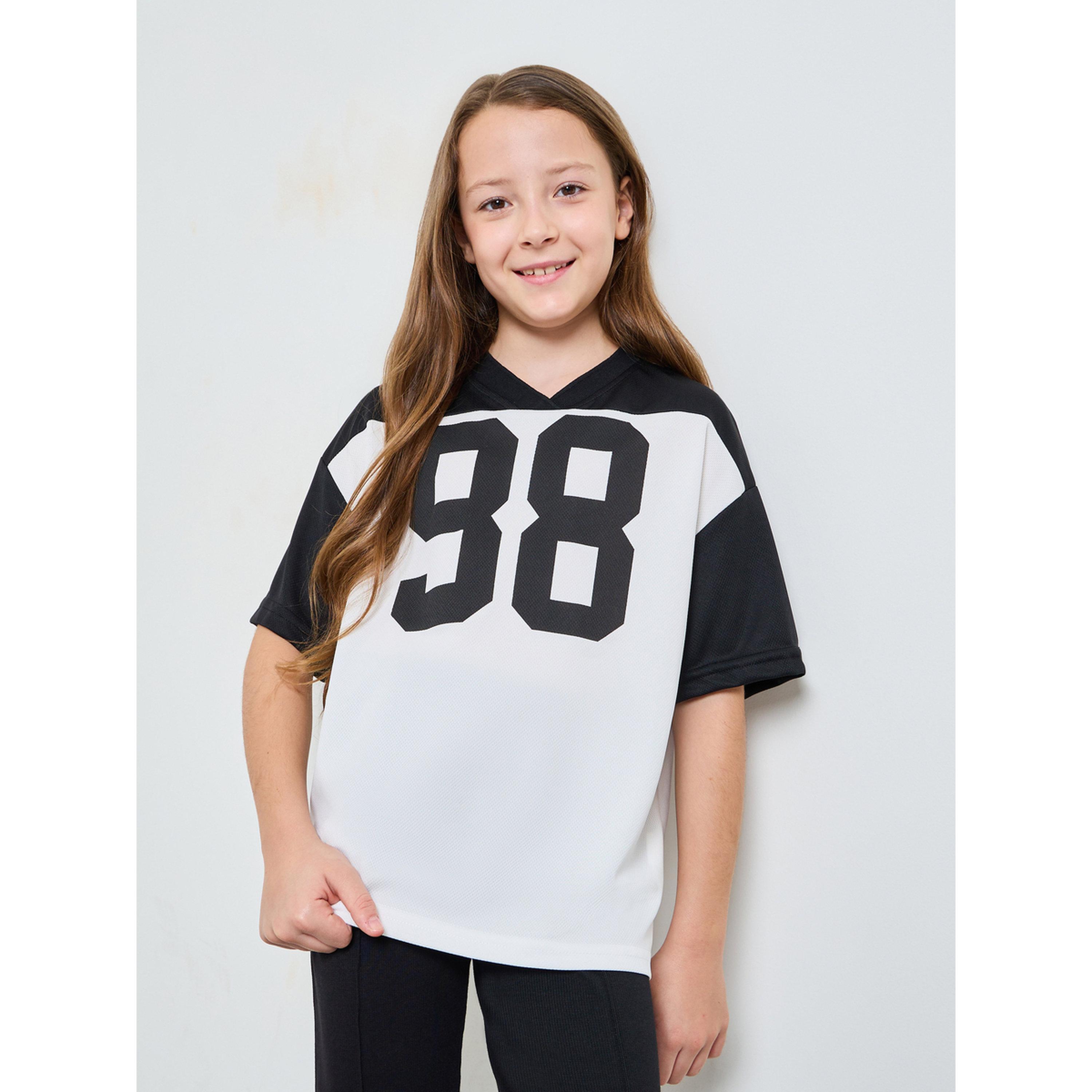 Styli Teen Girls White Printed V-Neck T-Shirt-girls-clothing-tshirts-image-1