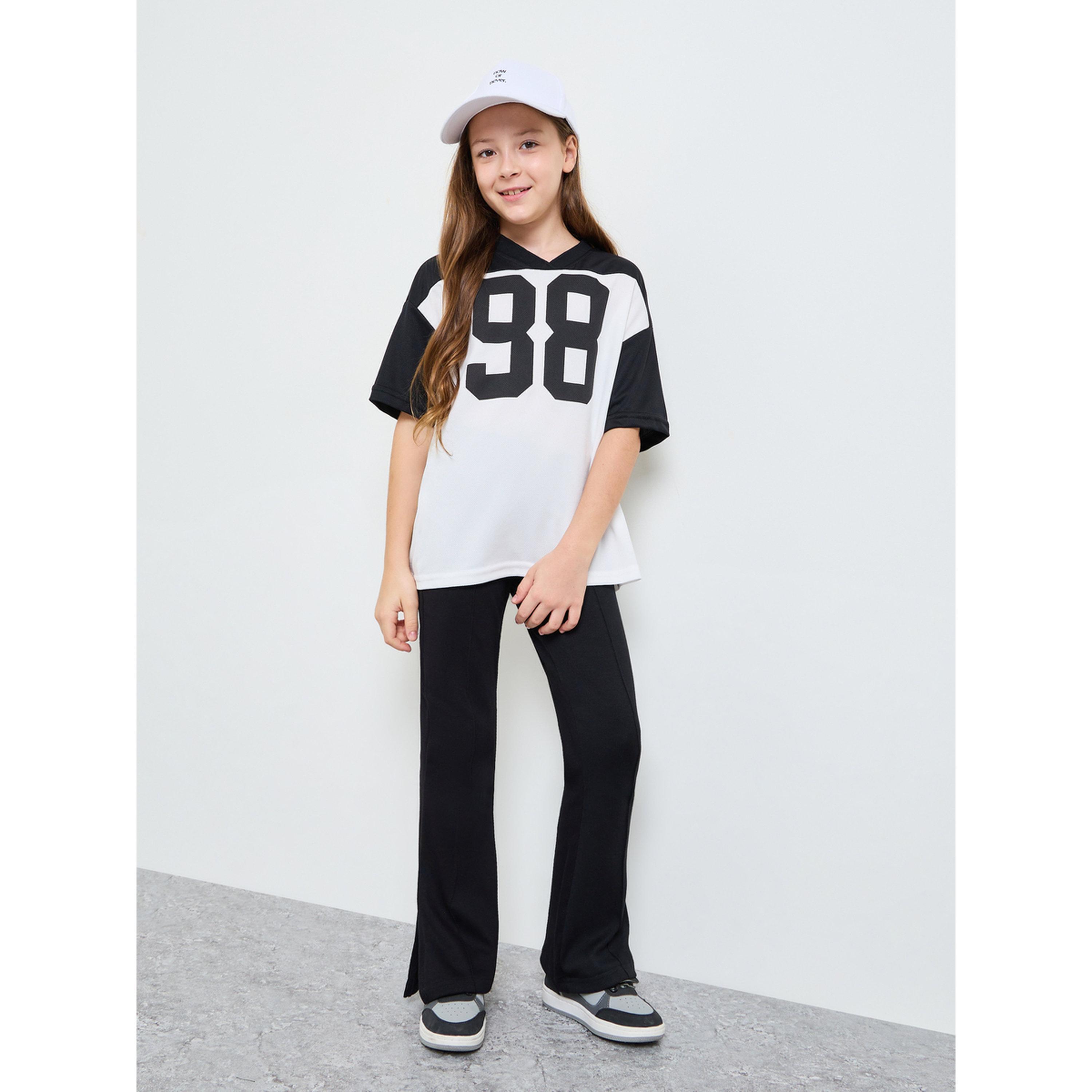 Styli Teen Girls White Printed V-Neck T-Shirt-girls-clothing-tshirts-image-2