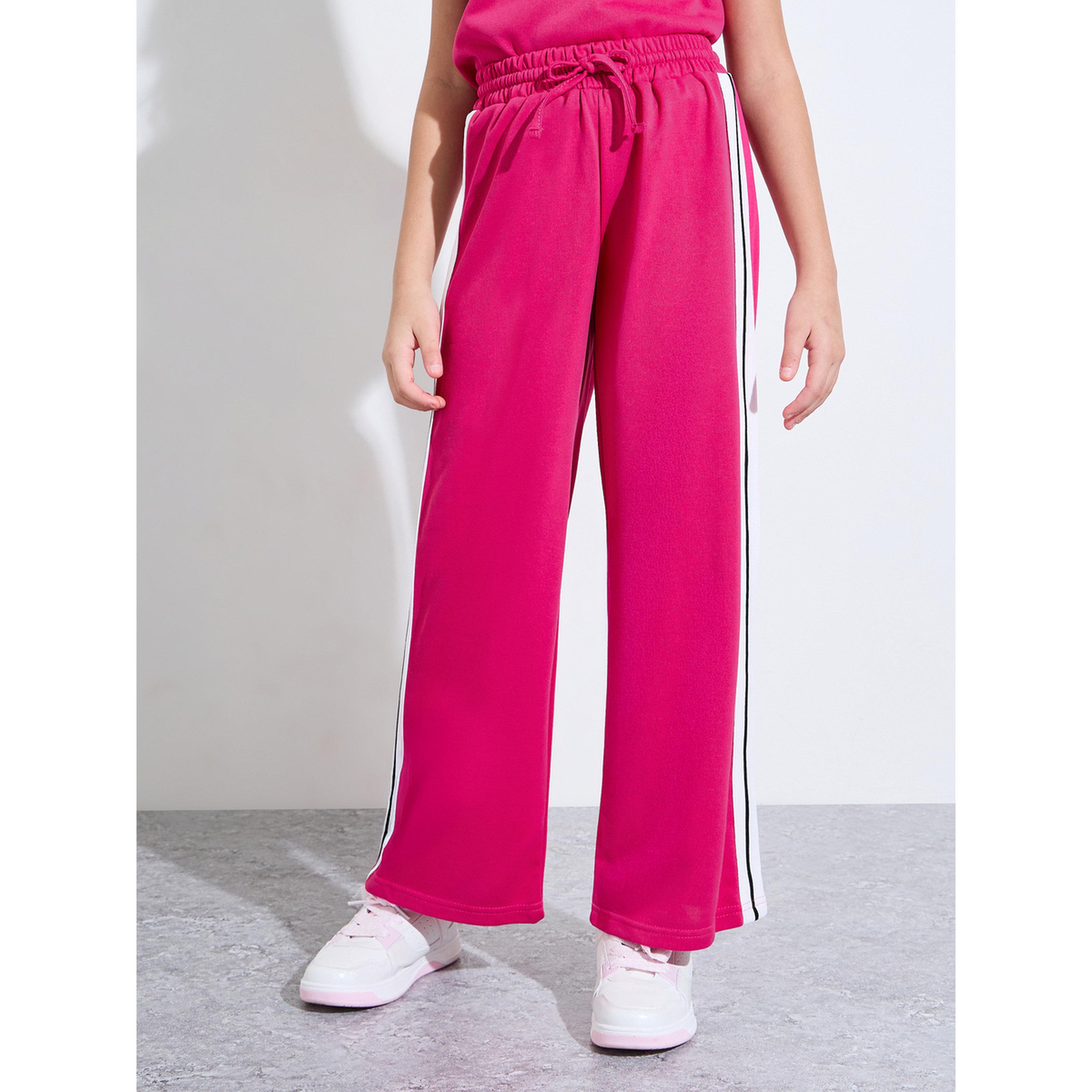 مجموعة من بنطال جوغر بأشرطة جانبية وتيشيرت بأكمام قصيرة جدا للبنات الكبار-girls-clothing-setsandcoords-image-5