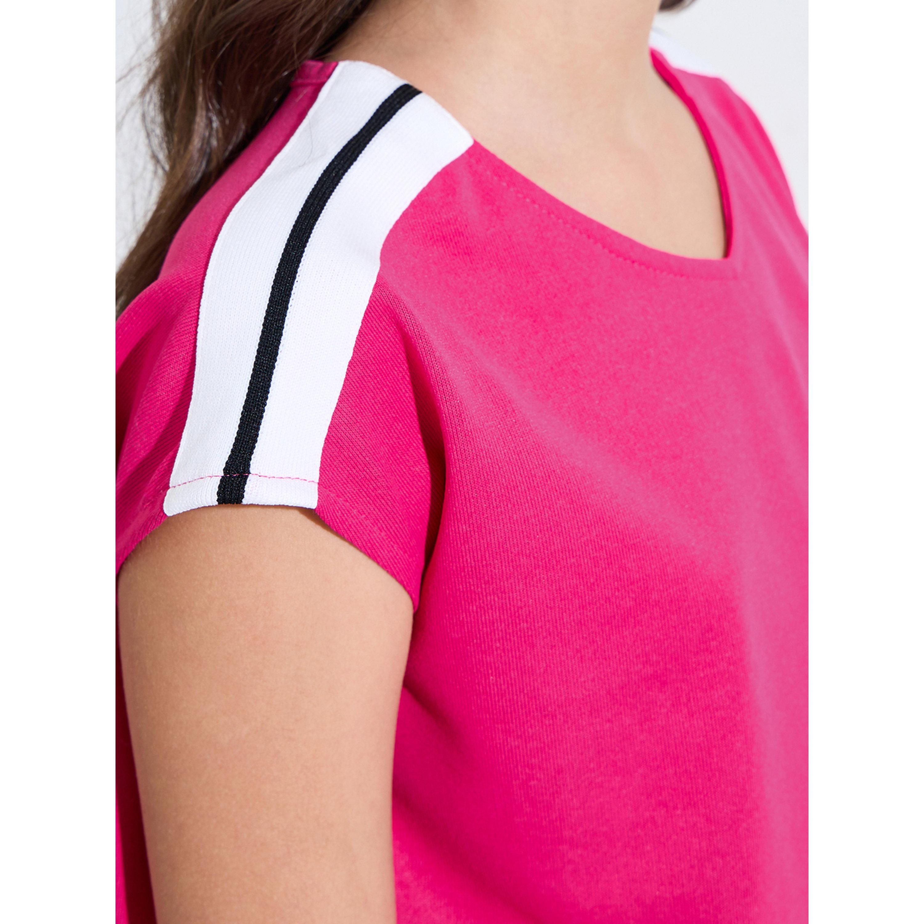 مجموعة من بنطال جوغر بأشرطة جانبية وتيشيرت بأكمام قصيرة جدا للبنات الكبار-girls-clothing-setsandcoords-image-6