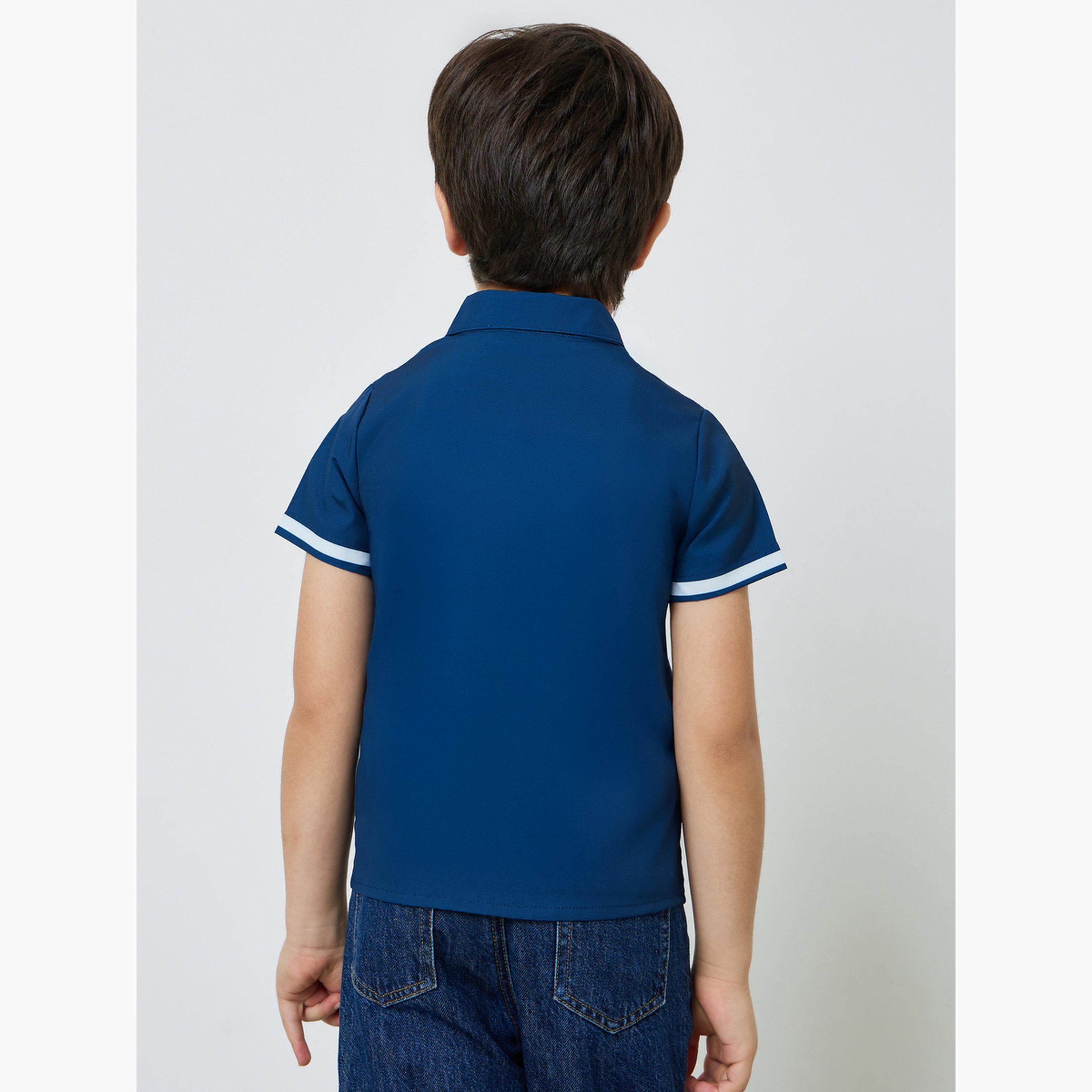 قميص مطرز بأكمام قصيرة مخططة للأولاد-boys-clothing-shirts-image-3