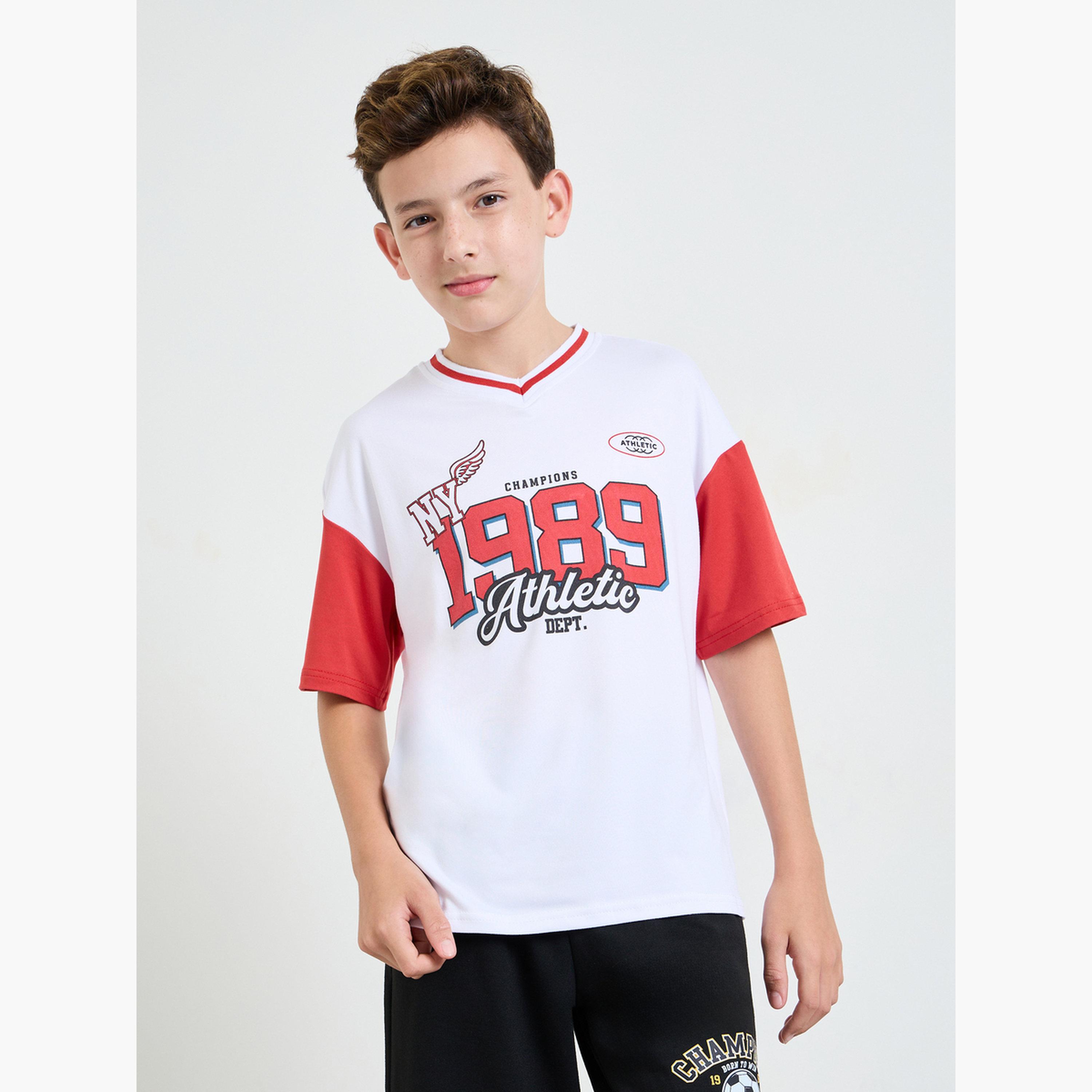 Styli Boys Printed V Neck Jersey T-Shirt-boys-clothing-tshirtsandpolos-image-1