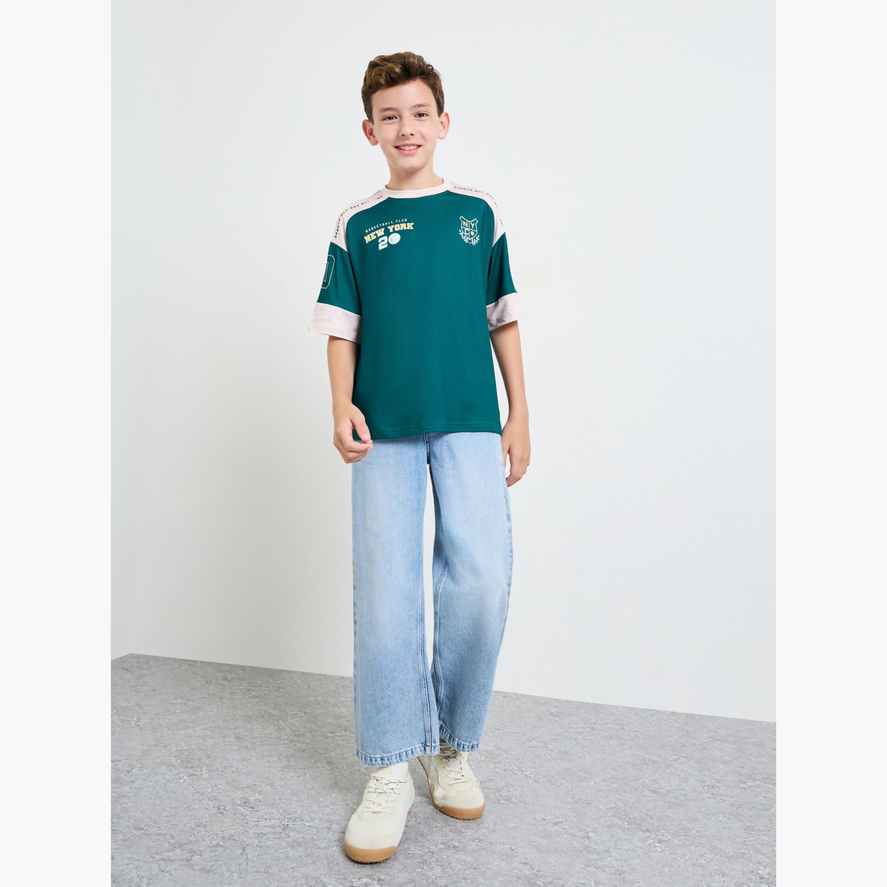 تيشيرت جيرسيه بطبعة نيويورك للأولاد-boys-clothing-tshirtsandpolos-image-2