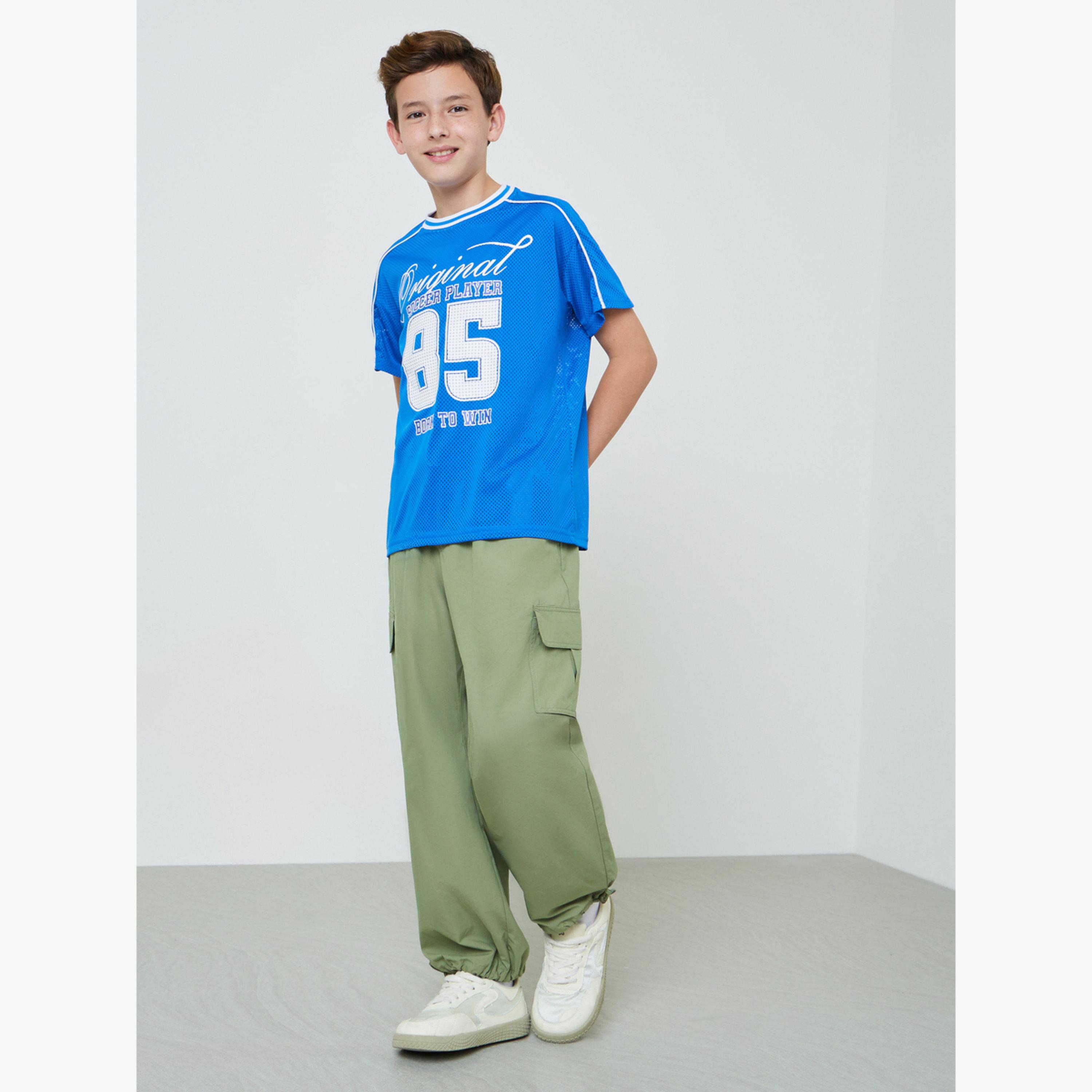 Styli Boys Blue Graphic Print Mesh Sports T-Shirt-boys-clothing-tshirtsandpolos-image-2