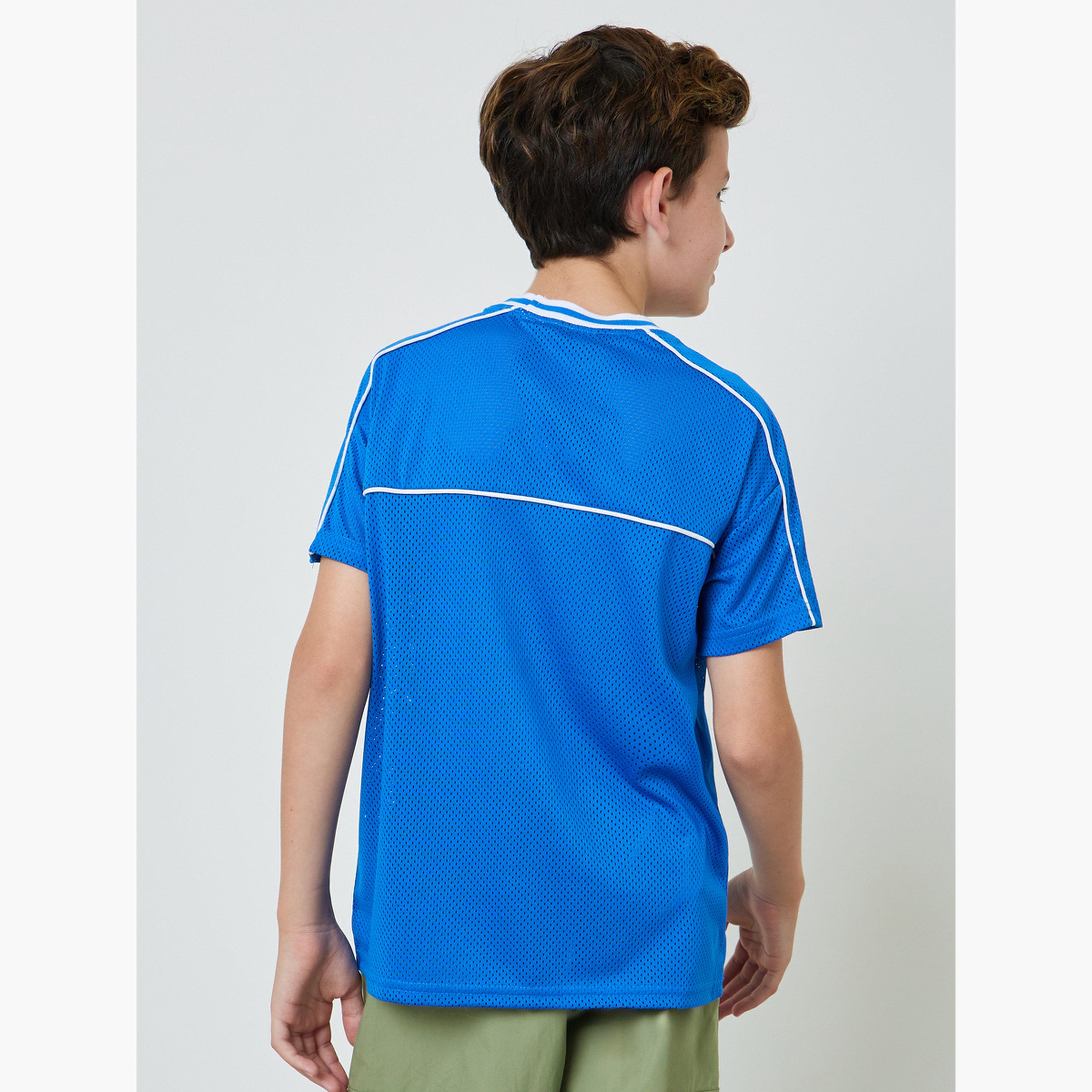 Styli Boys Blue Graphic Print Mesh Sports T-Shirt-boys-clothing-tshirtsandpolos-image-3