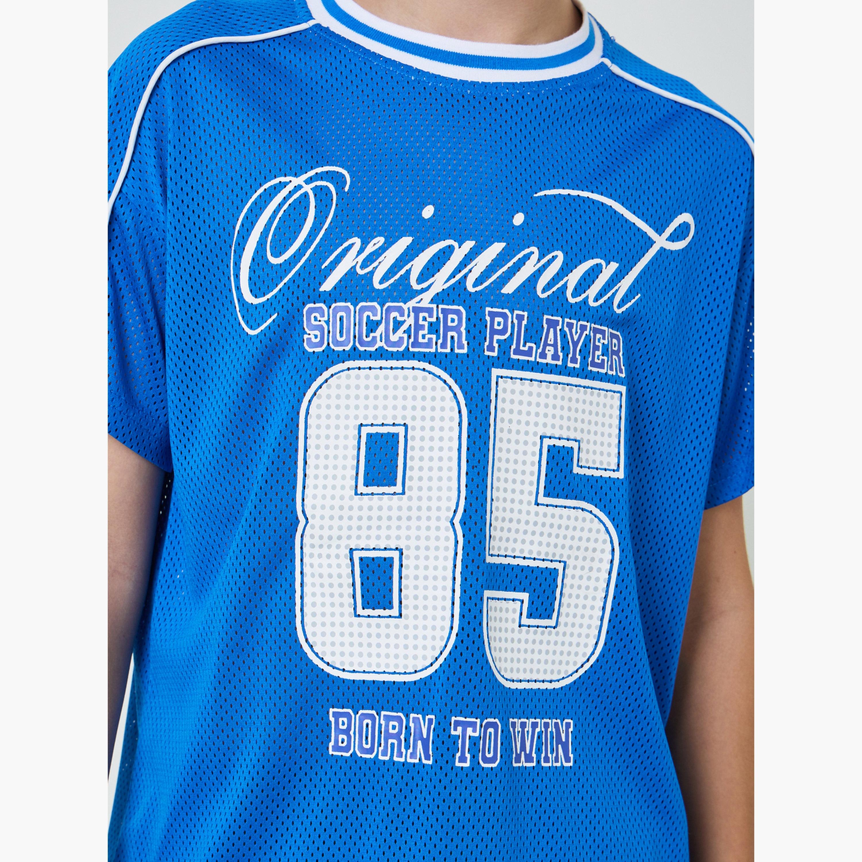 Styli Boys Blue Graphic Print Mesh Sports T-Shirt-boys-clothing-tshirtsandpolos-image-4