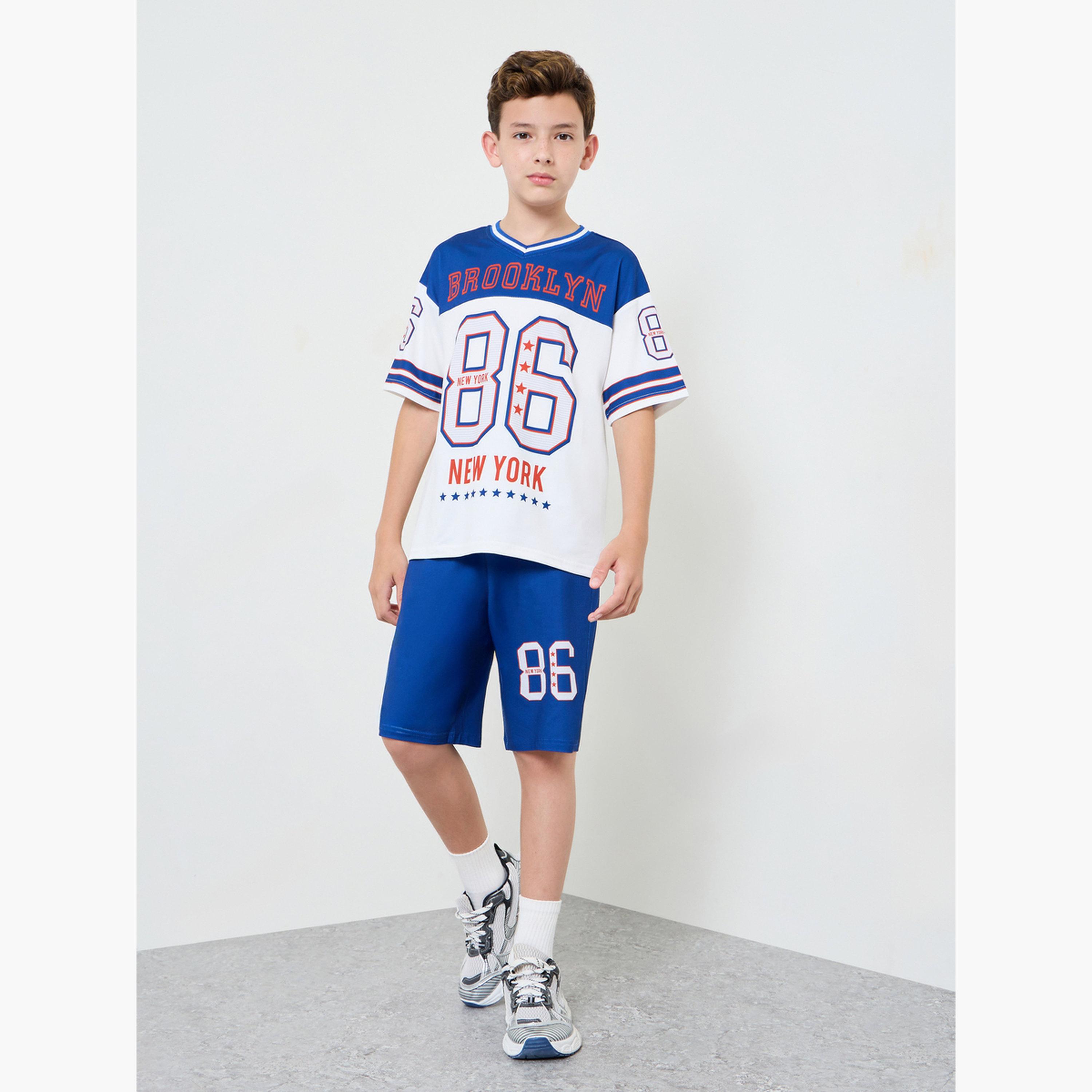 مجموعة من شورت وتيشيرت جيرسيه بطبعة جرافيك للأولاد-boys-clothing-setsandcoords-image-2