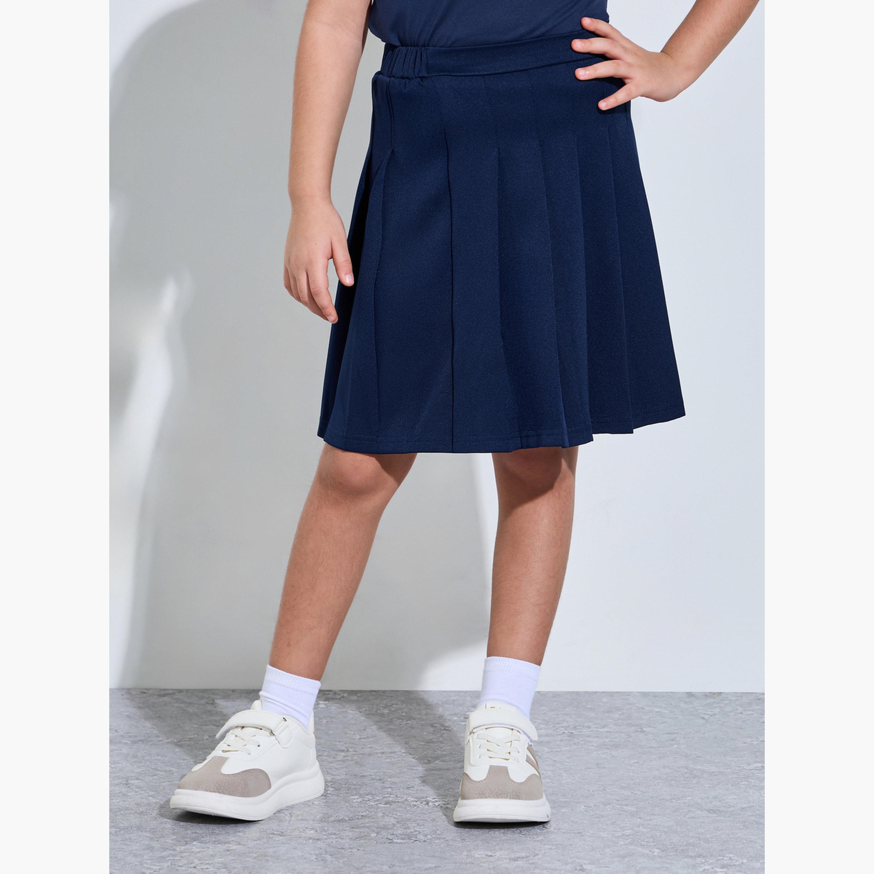 Styli Girls Navy Blue Polo Top and Pleated Skirt Set-girls-clothing-setsandcoords-image-7
