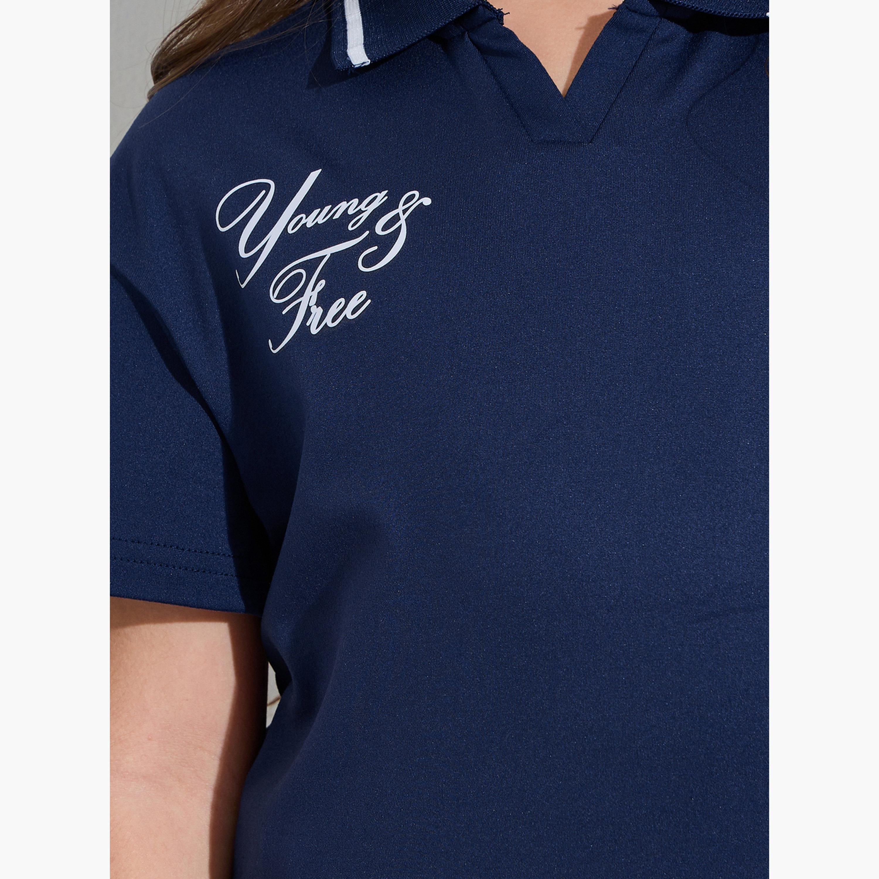 Styli Girls Navy Blue Polo Top and Pleated Skirt Set-girls-clothing-setsandcoords-image-8