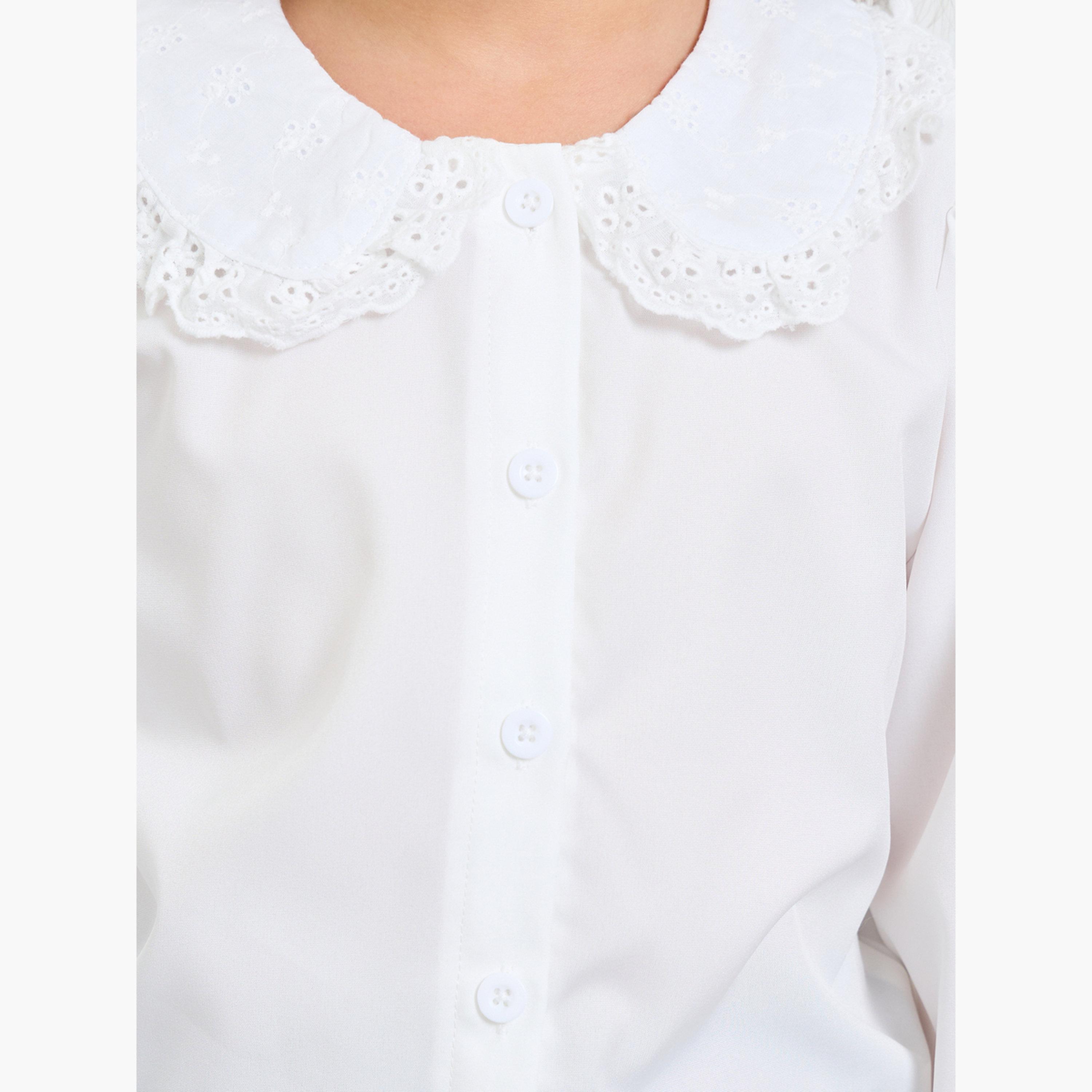 طقم من تنورة لطول الركبة كروهات بلوزة بأكمام مطوية للبنات-girls-clothing-setsandcoords-image-5