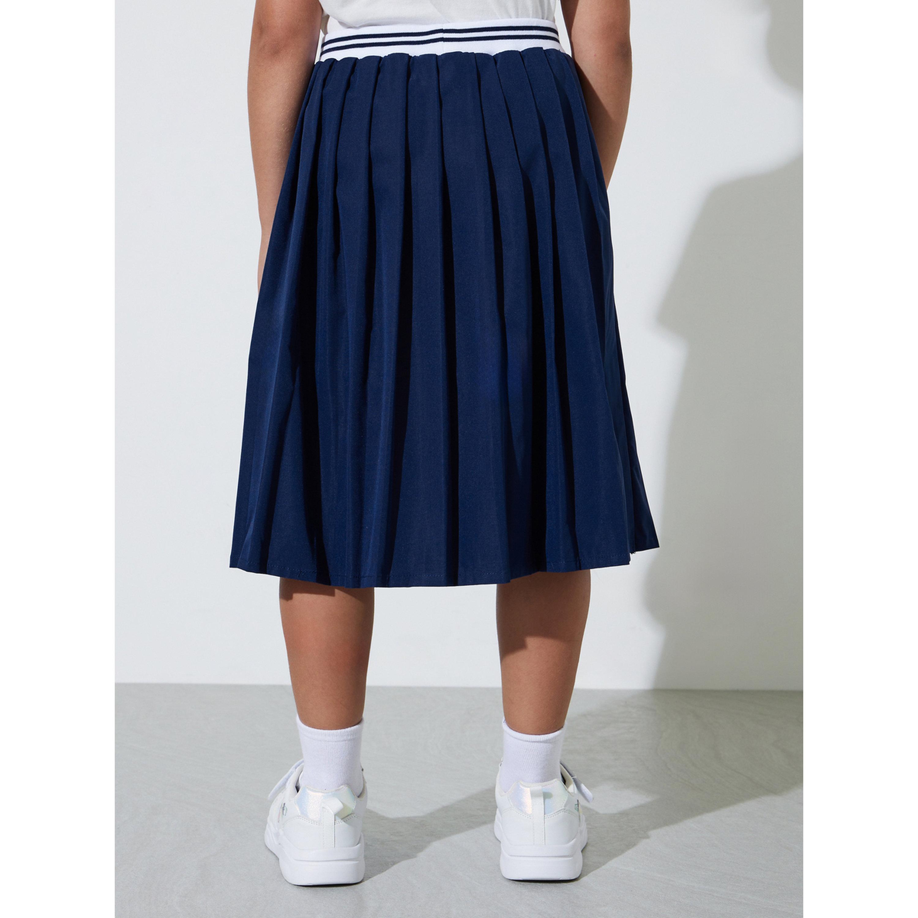 تنورة بكسراتة بحزام خصر مطاطي مخطط للبنات-girls-clothing-bottoms-skirts-image-4