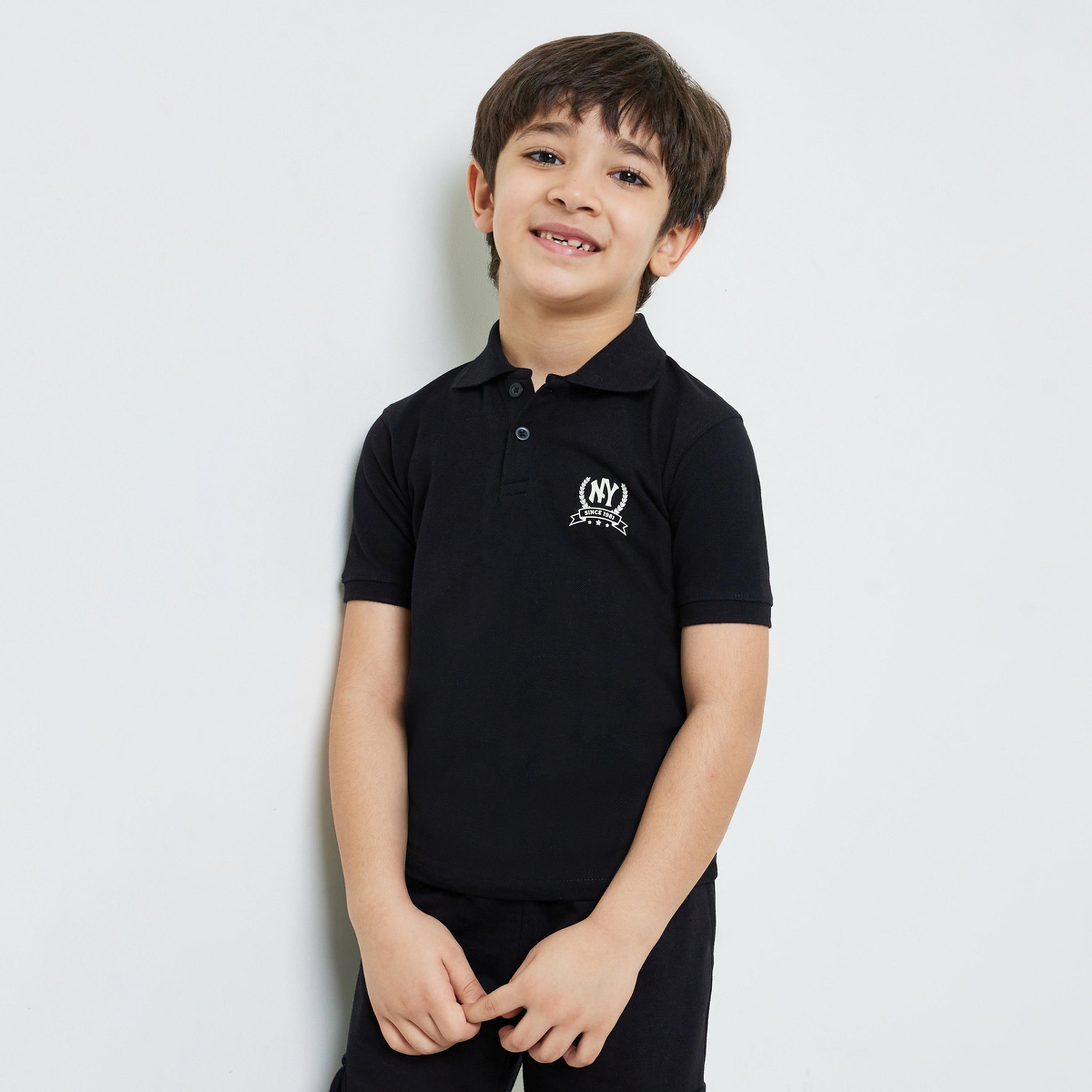تيشيرت بولو قطن بقصة منتظمة للأولاد-boys-clothing-tshirtsandpolos-image-1