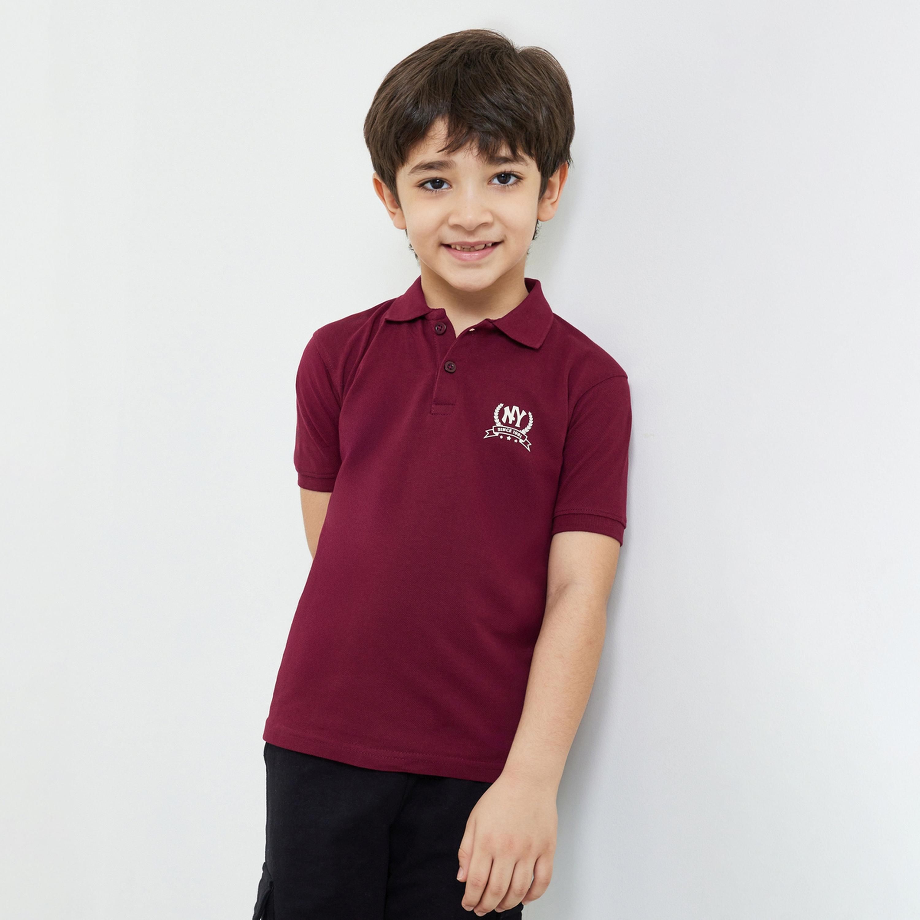 تيشيرت بولو قطن بقصة مستقيمة للأولاد-boys-clothing-tshirtsandpolos-image-1