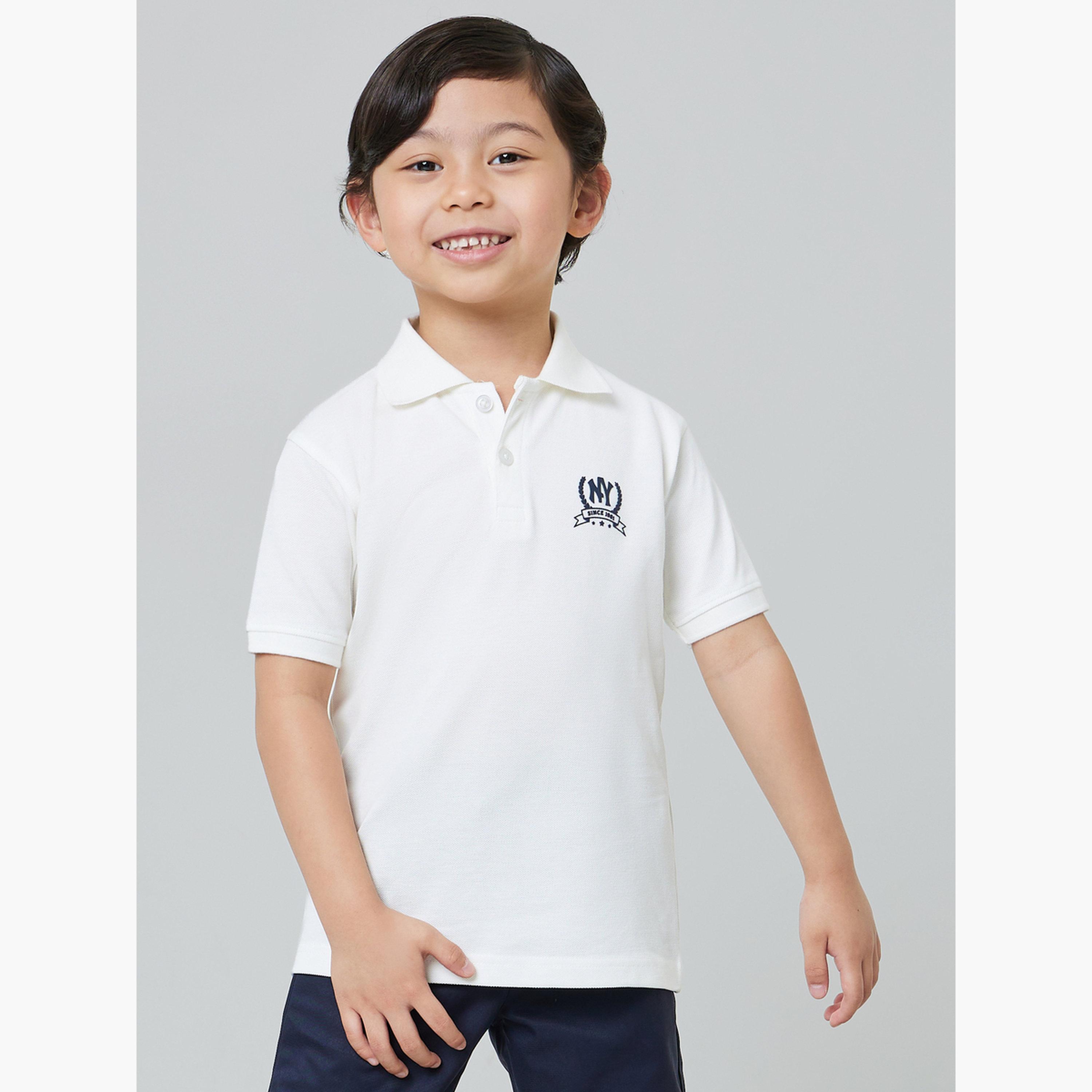 ستايلي - تيشيرت بولو قطني أبيض عادي للأولاد-boys-clothing-tshirtsandpolos-image-1