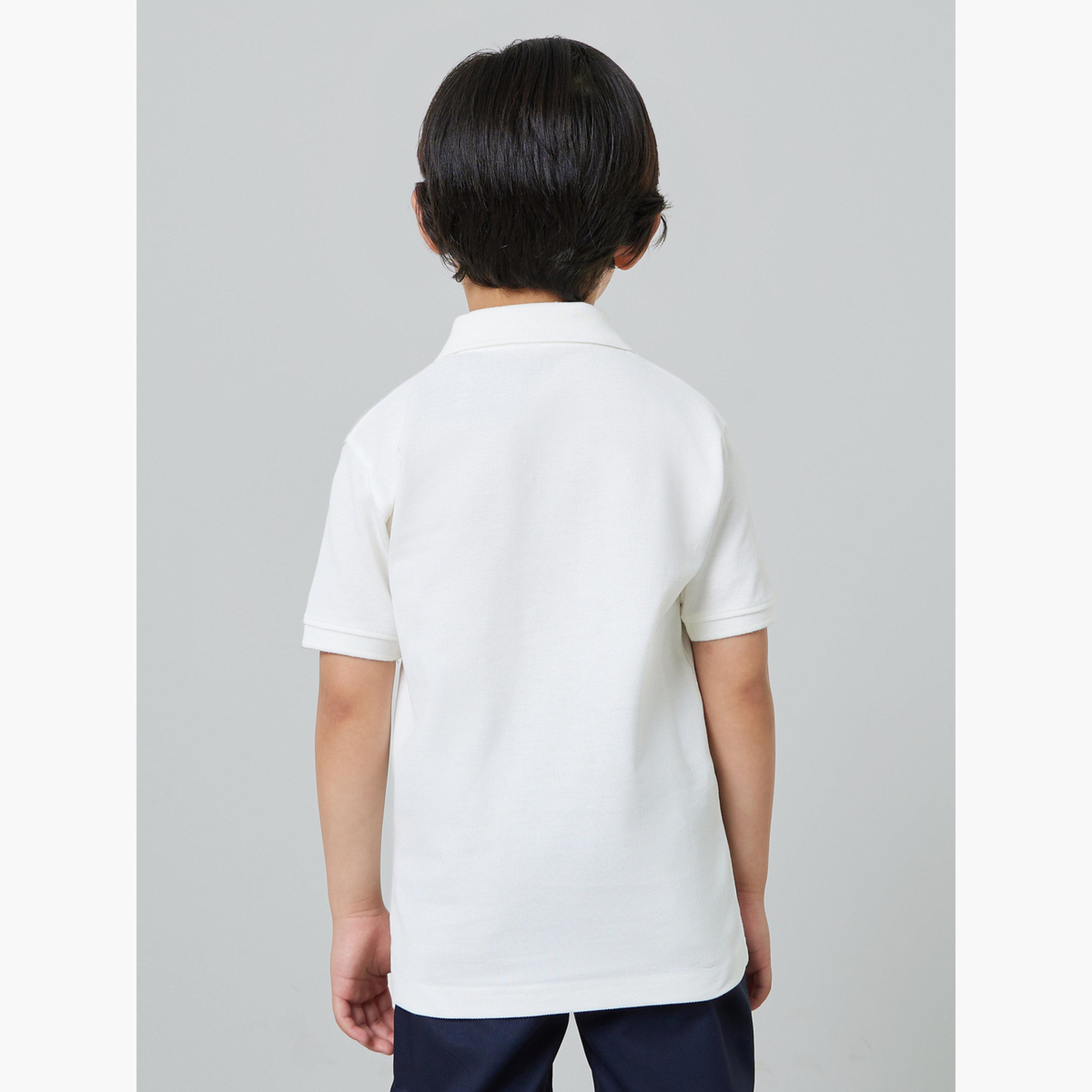 ستايلي - تيشيرت بولو قطني أبيض عادي للأولاد-boys-clothing-tshirtsandpolos-image-3