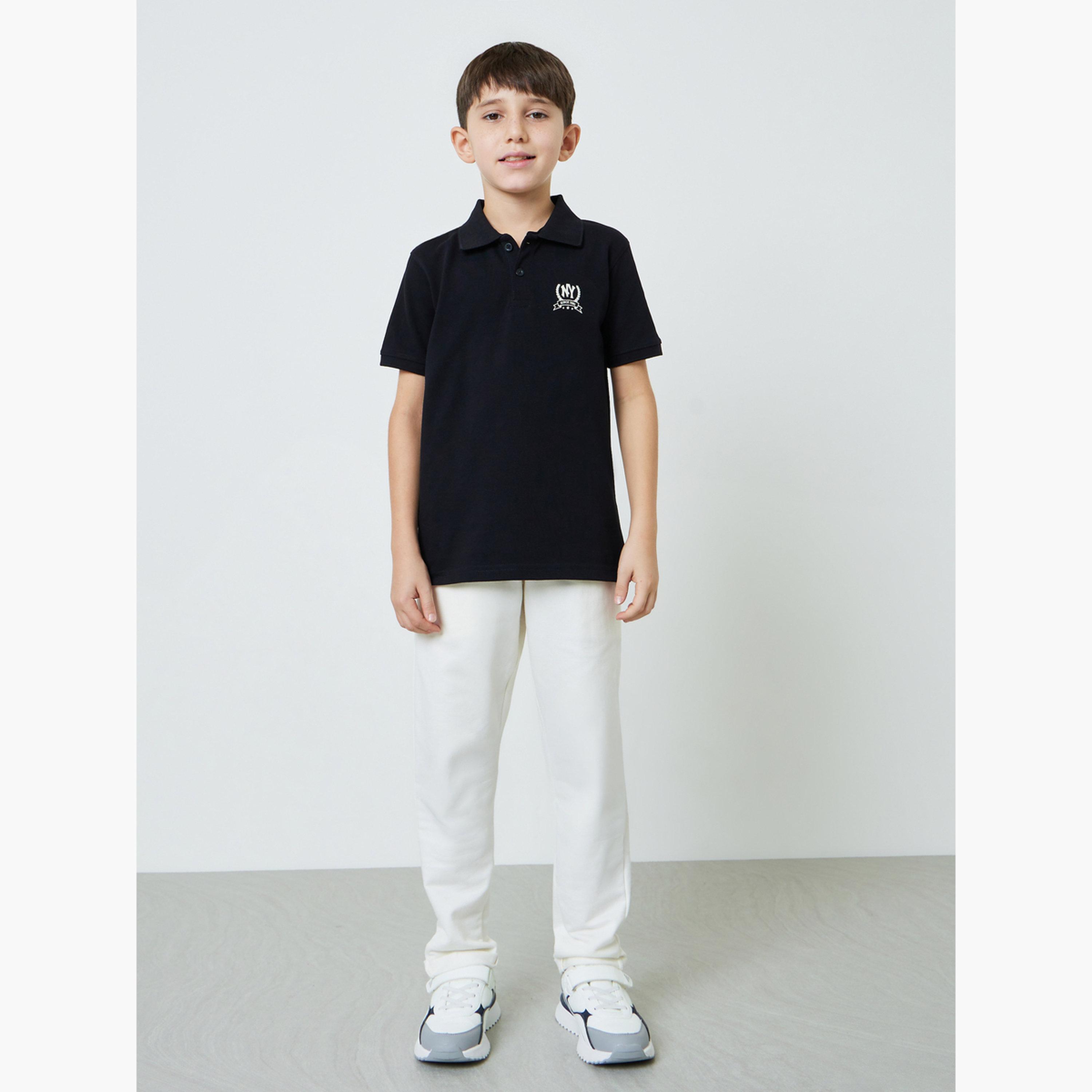 Styli Boys Black Chest Print Knitted Regular Fit Polo T-Shirt-boys-clothing-tshirtsandpolos-image-2