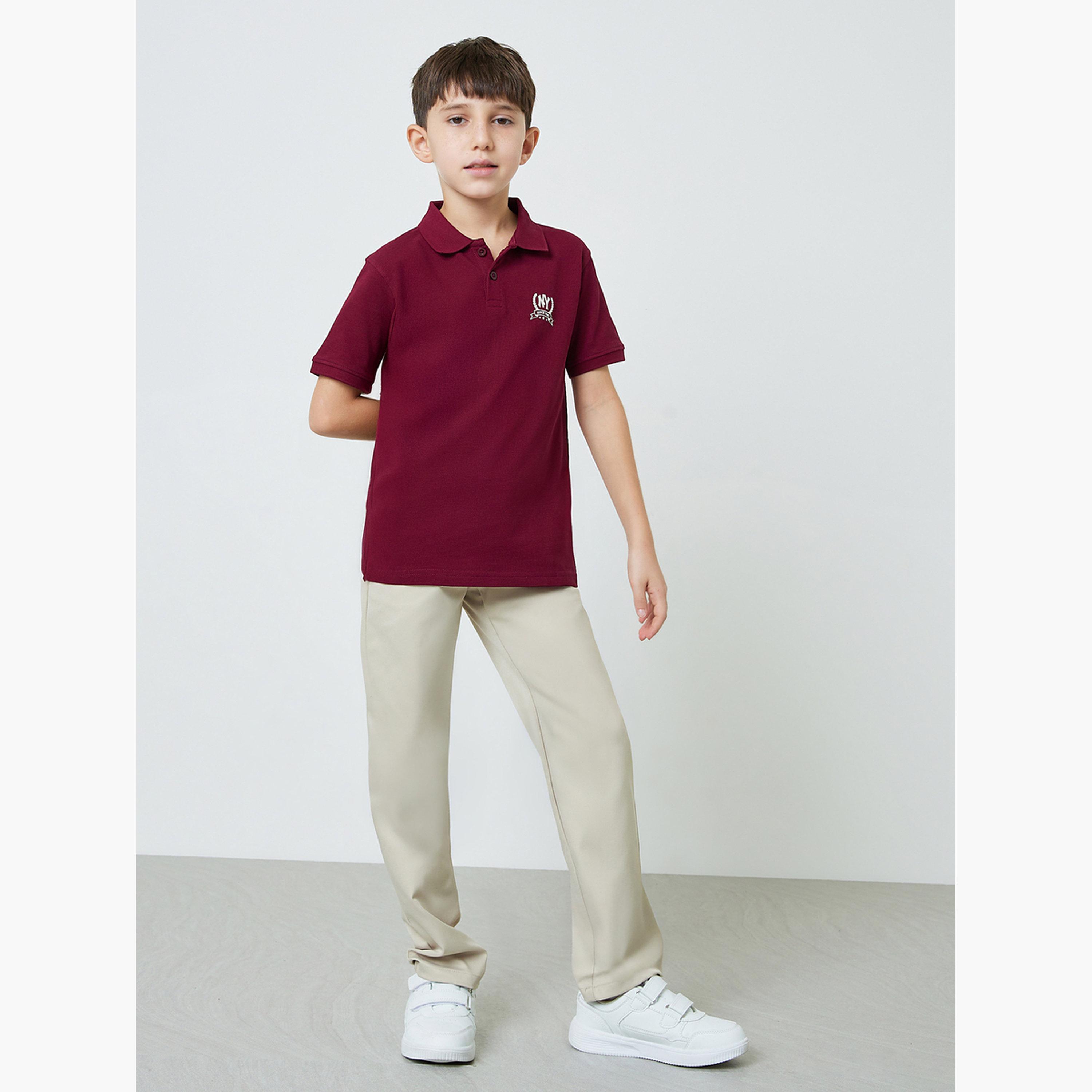 تيشيرت بولو محبوك بقصة منتظمة وطبعات على الصدر للأولاد-boys-clothing-tshirtsandpolos-image-2