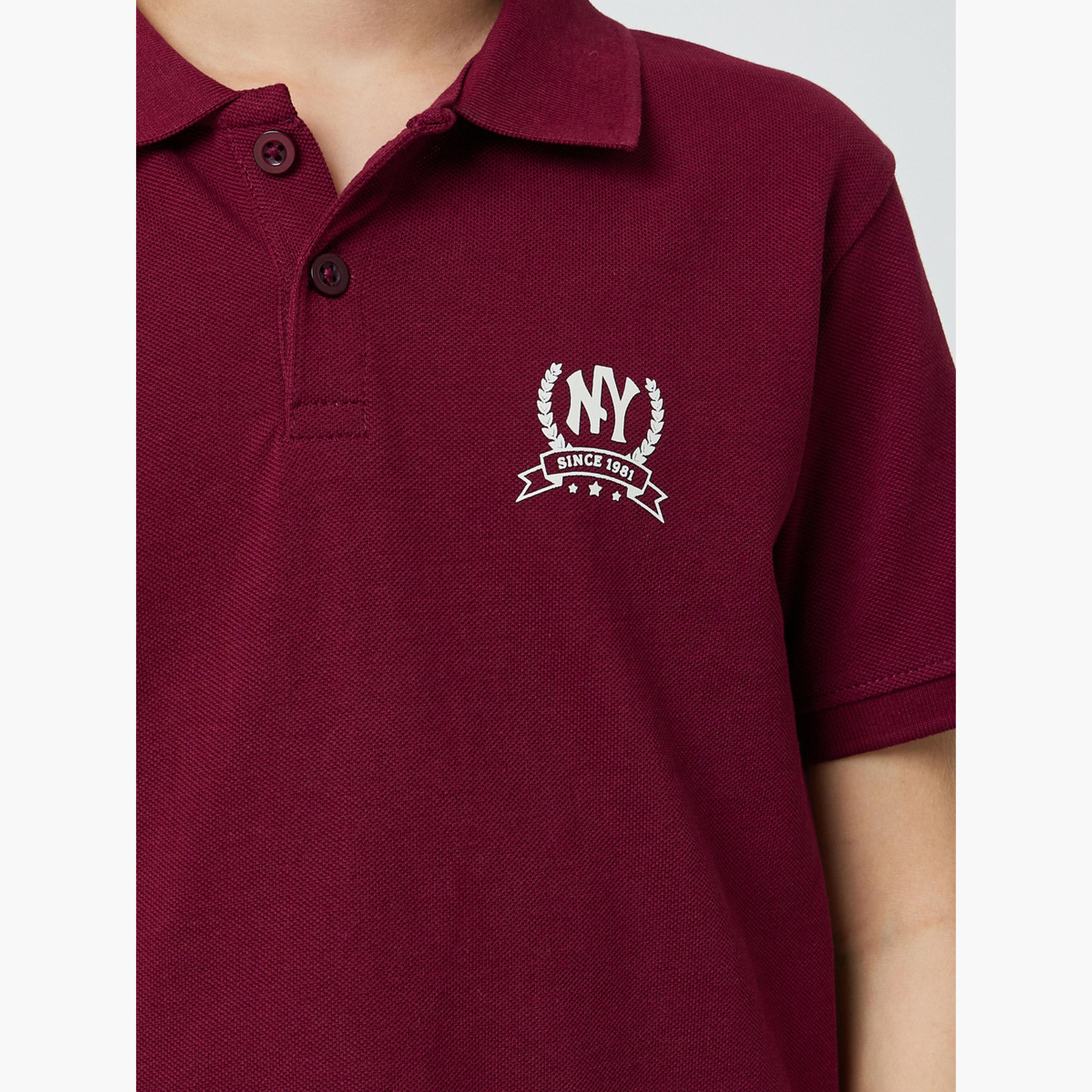 تيشيرت بولو محبوك بقصة منتظمة وطبعات على الصدر للأولاد-boys-clothing-tshirtsandpolos-image-4