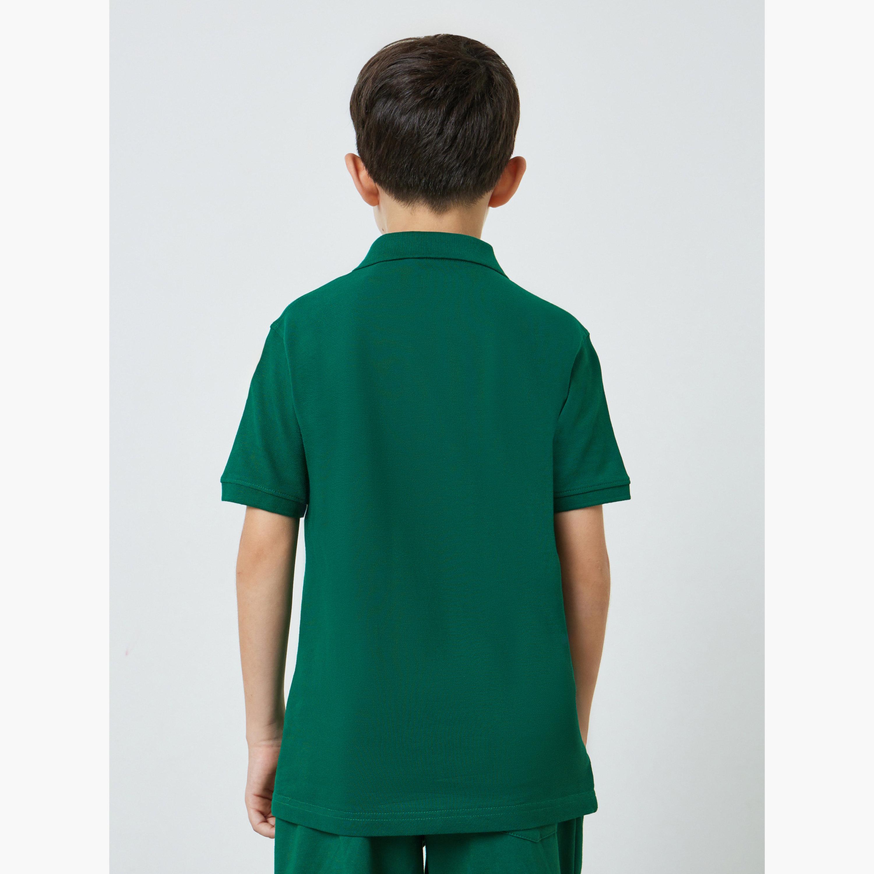 تيشيرت بولو محبوك بقصة منتظمة وطبعات على الصدر للأولاد-boys-clothing-tshirtsandpolos-image-4