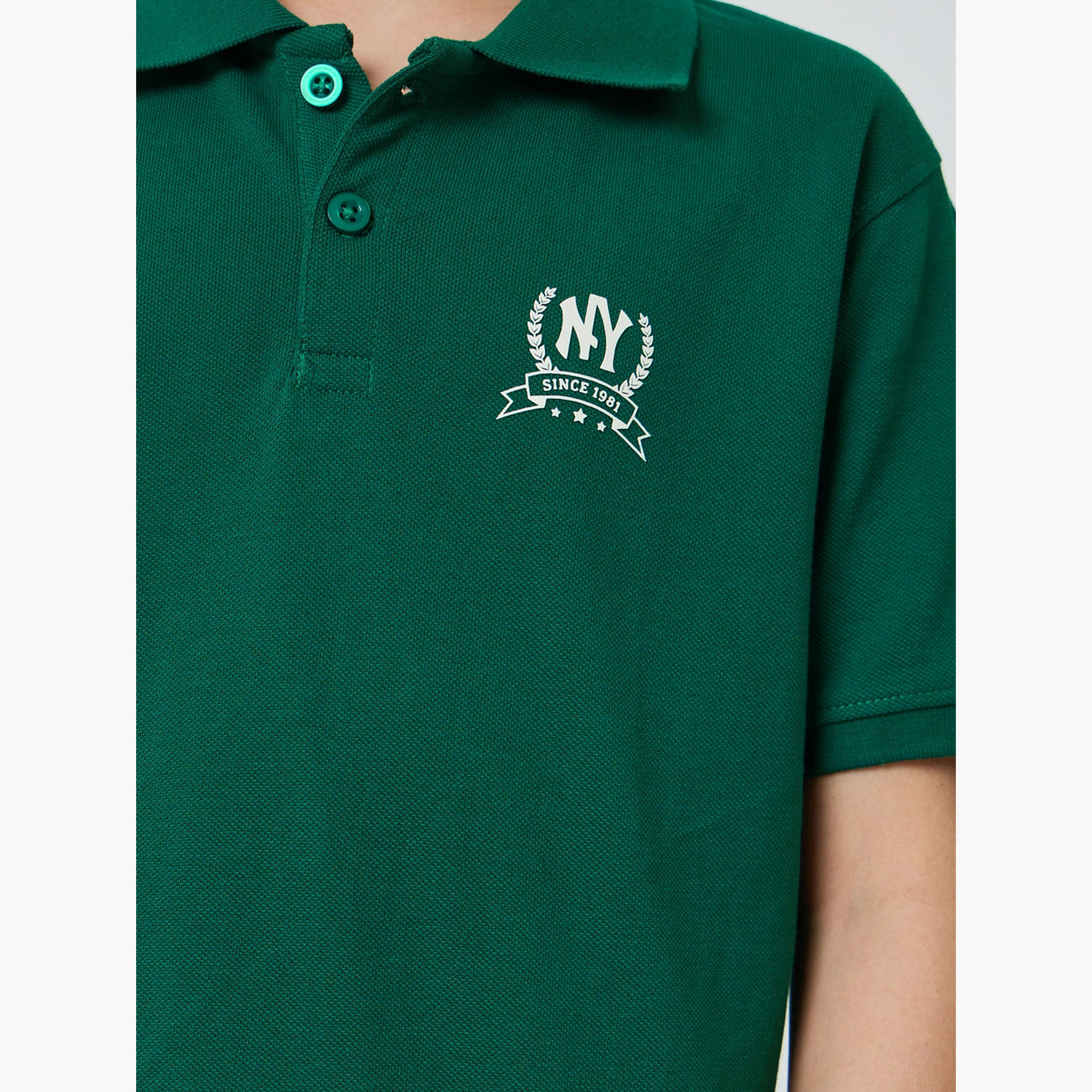 تيشيرت بولو محبوك بقصة منتظمة وطبعات على الصدر للأولاد-boys-clothing-tshirtsandpolos-image-5