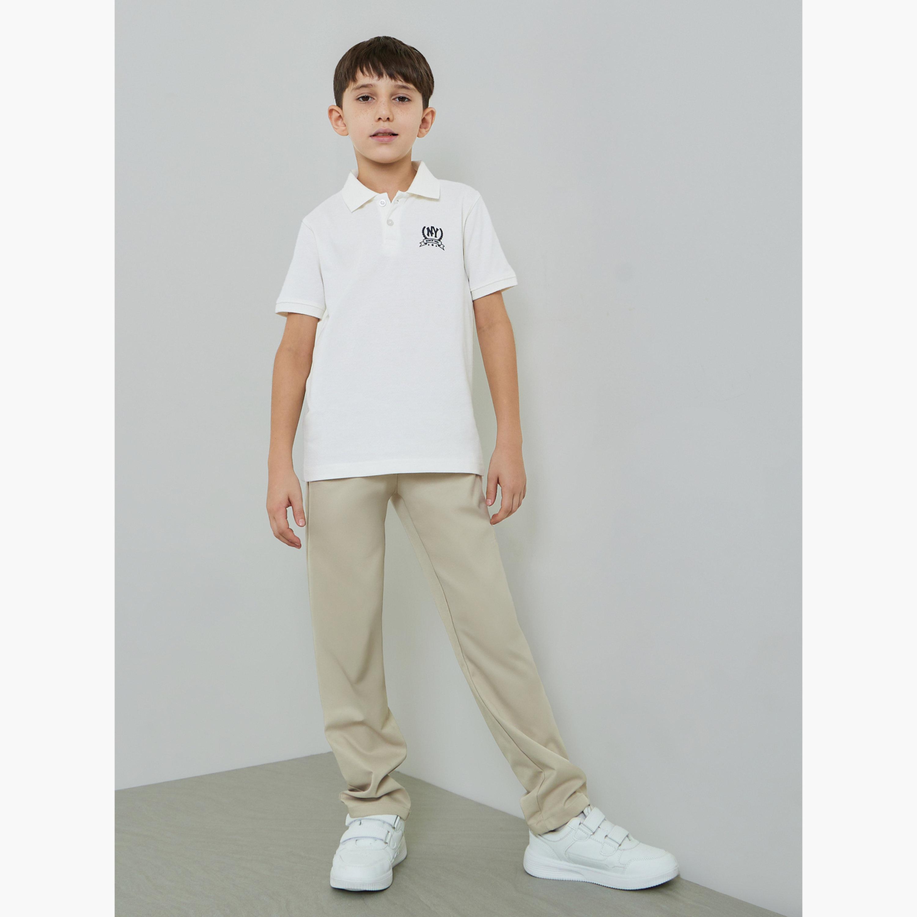 Styli Boys Off White Chest Print Knitted Regular Fit Polo T-Shirt-boys-clothing-tshirtsandpolos-image-2