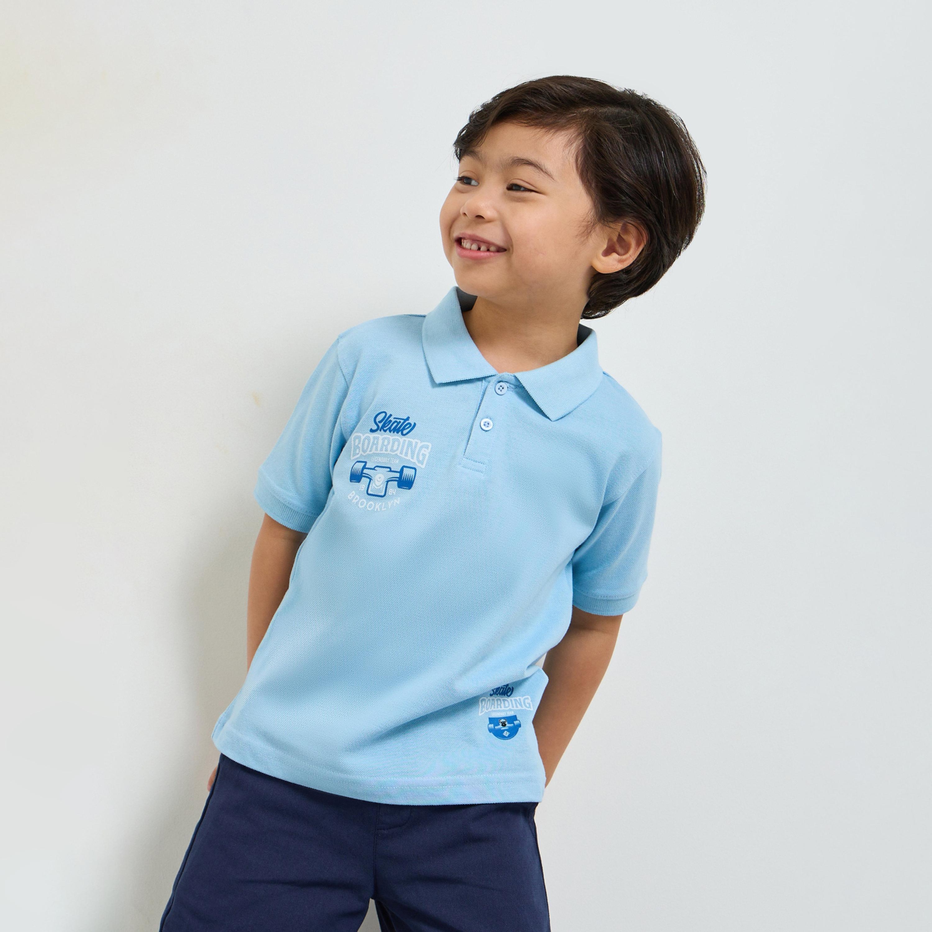 Styli Boys Blue Printed Polo Regular Fit T-Shirt-boys-clothing-tshirtsandpolos-image-1