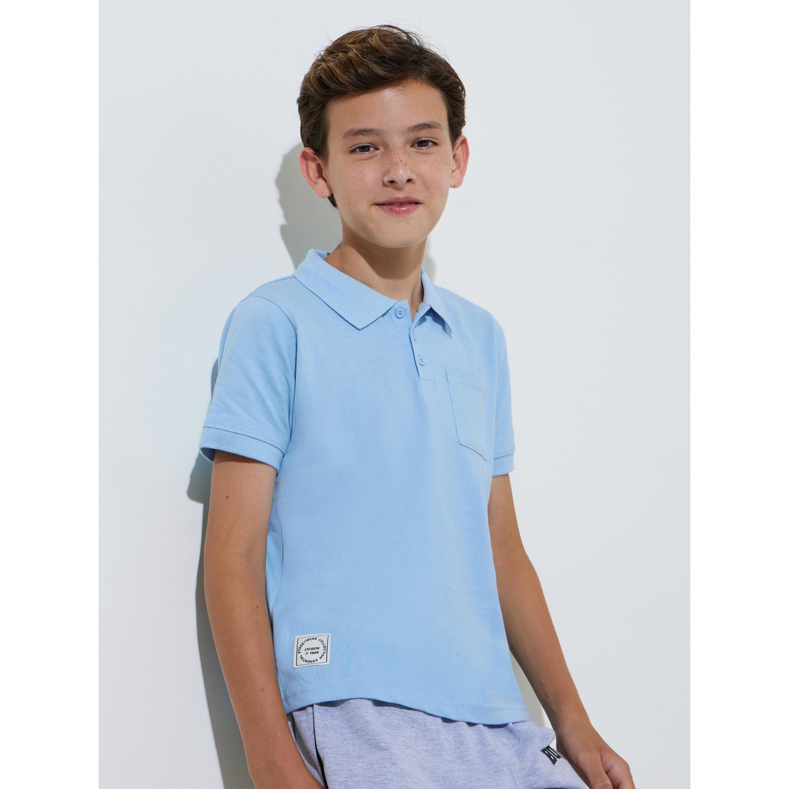 تيشيرت بولو سادة بتفاصيل رقعات بقصة عادية للأولاد-boys-clothing-tshirtsandpolos-image-1