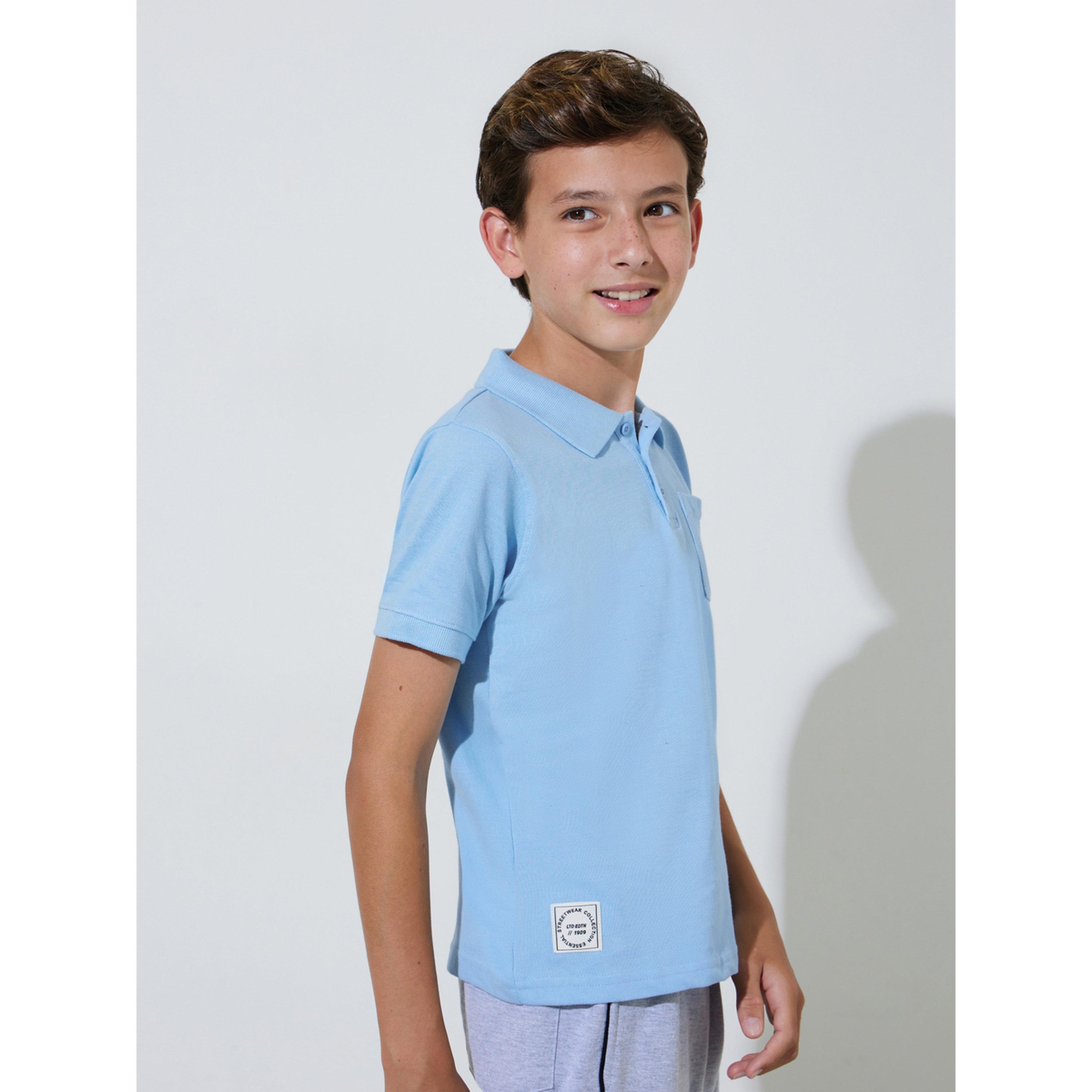 تيشيرت بولو سادة بتفاصيل رقعات بقصة عادية للأولاد-boys-clothing-tshirtsandpolos-image-4