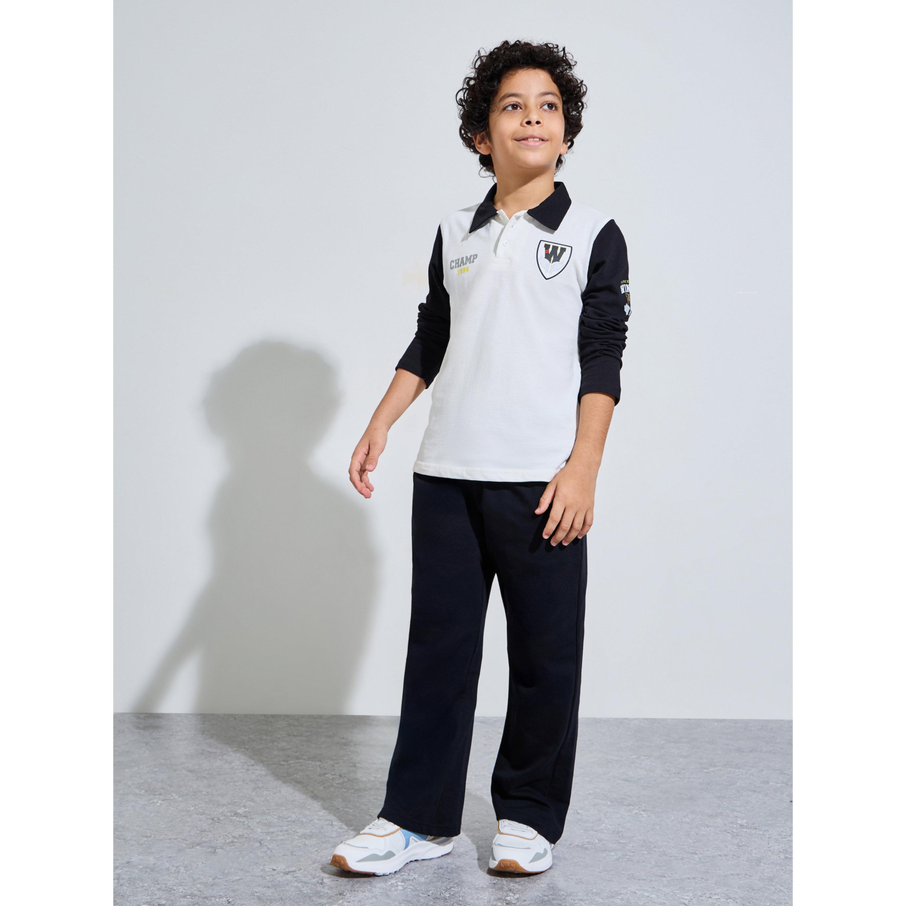 Styli Teen Boys Off-White Polo T-Shirt with Long Sleeves-boys-clothing-tshirtsandpolos-image-2