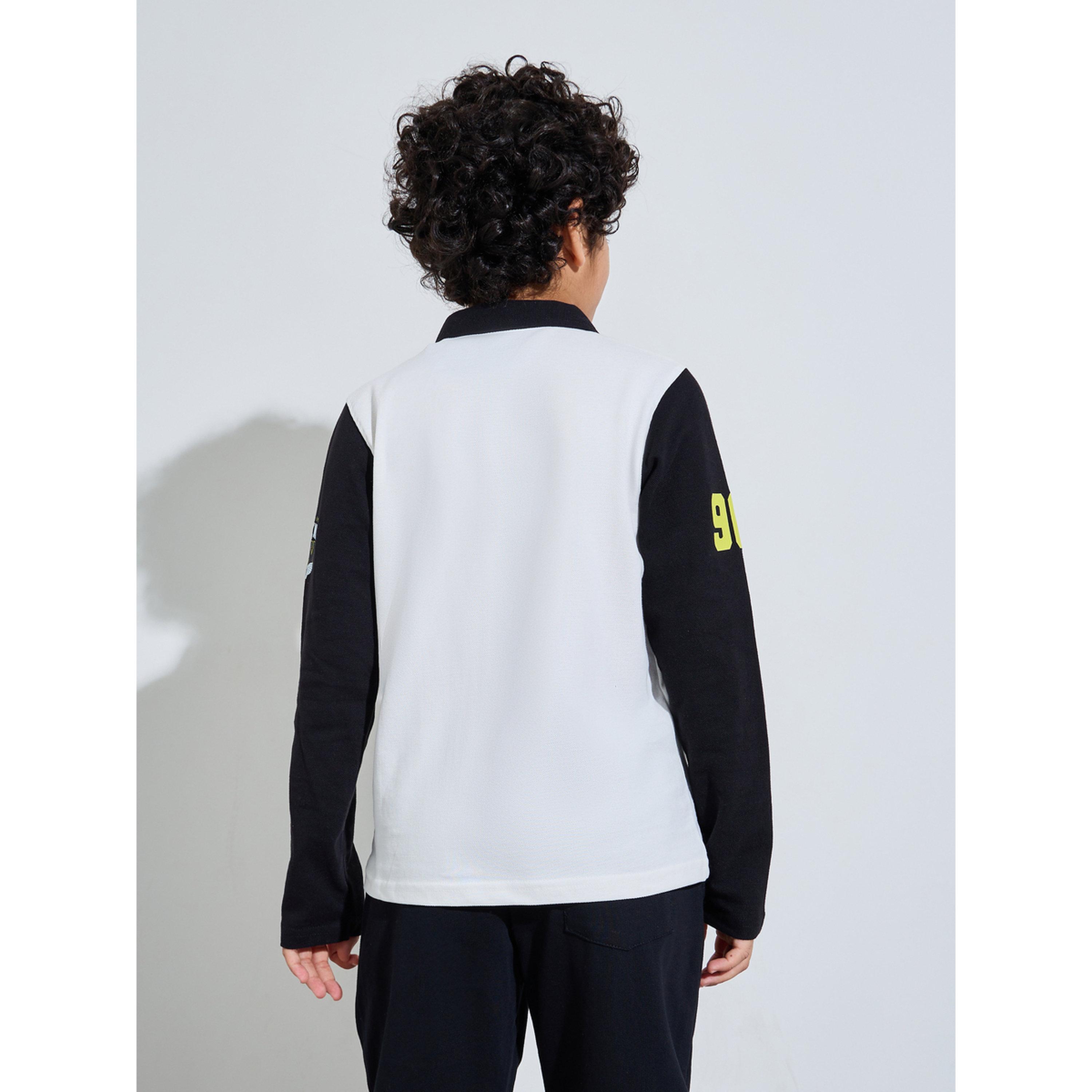 Styli Teen Boys Off-White Polo T-Shirt with Long Sleeves-boys-clothing-tshirtsandpolos-image-3