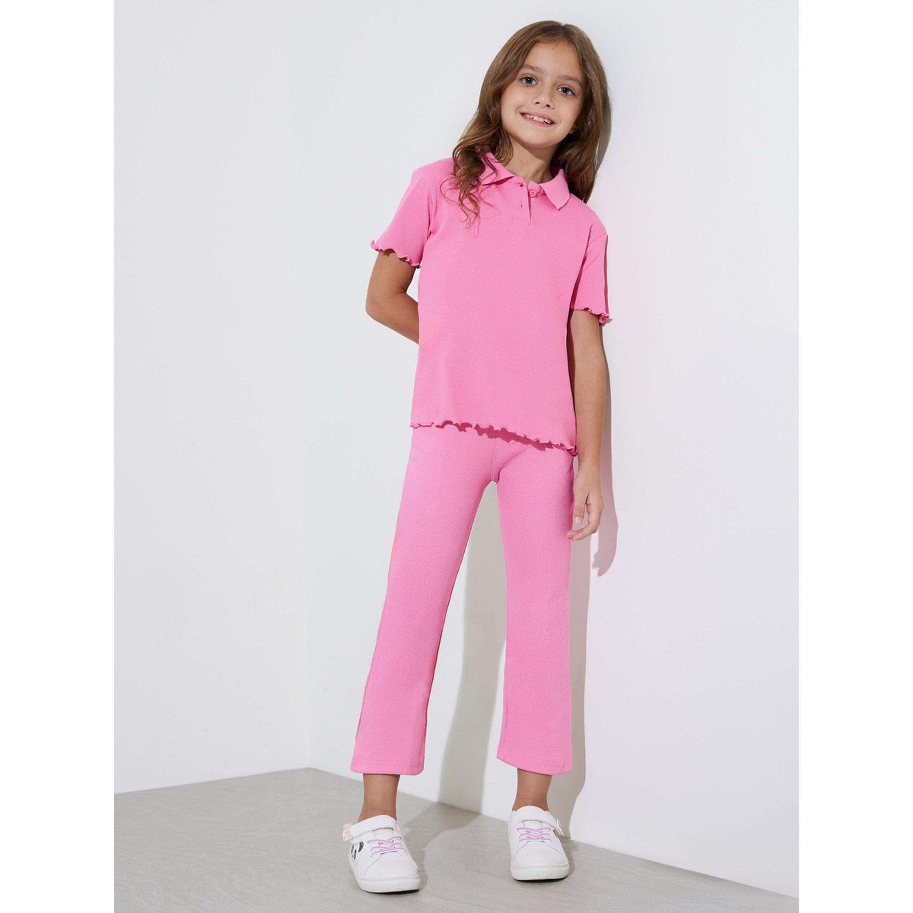 Styli Girls Pink Ribbed Fit and Flare Leggings-girls-clothing-bottoms-leggings-image-2