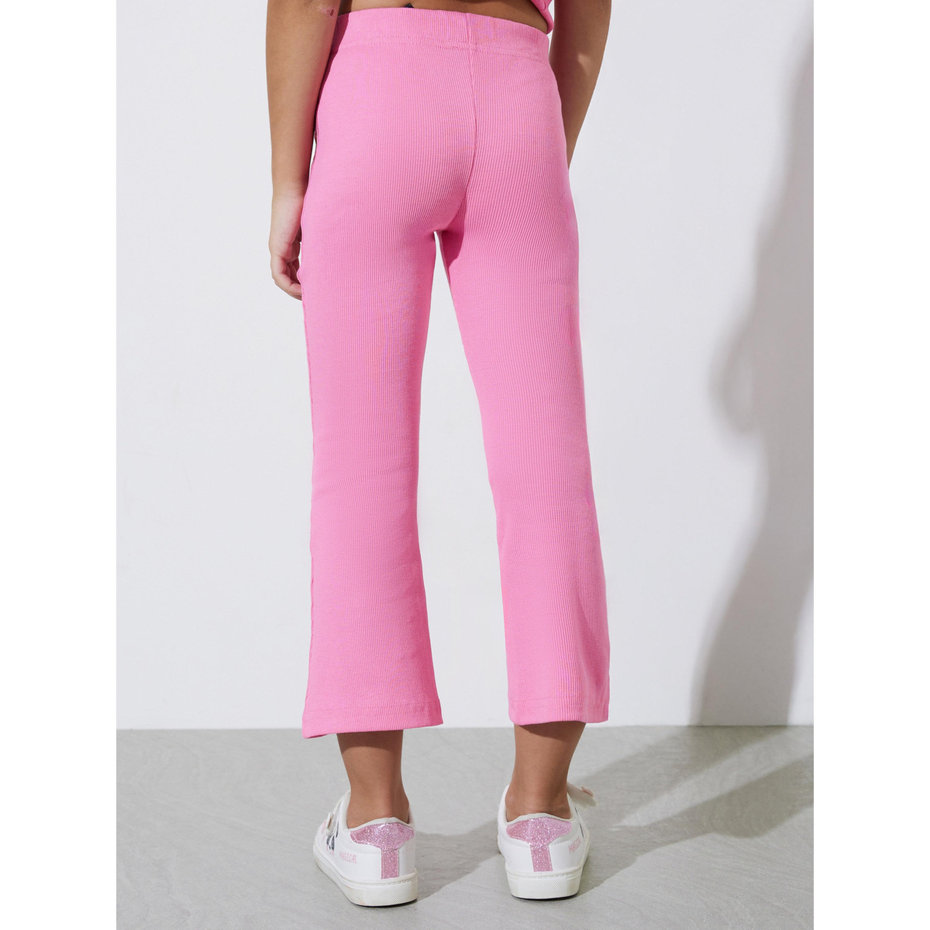Styli Girls Pink Ribbed Fit and Flare Leggings-girls-clothing-bottoms-leggings-image-4
