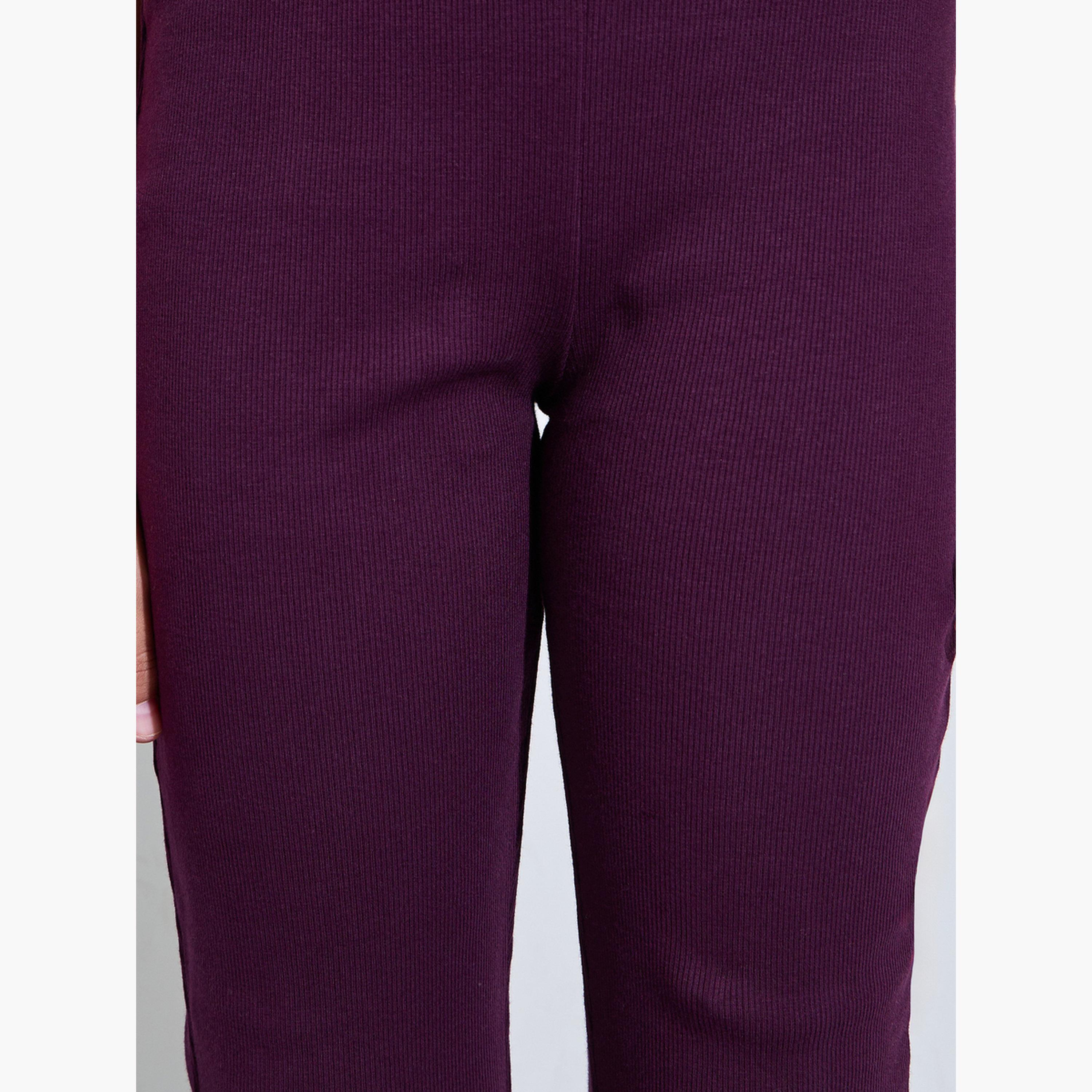 ليقنز بأرجل واسعة وتفاصيل مضلعة للبنات-girls-clothing-bottoms-leggings-image-3
