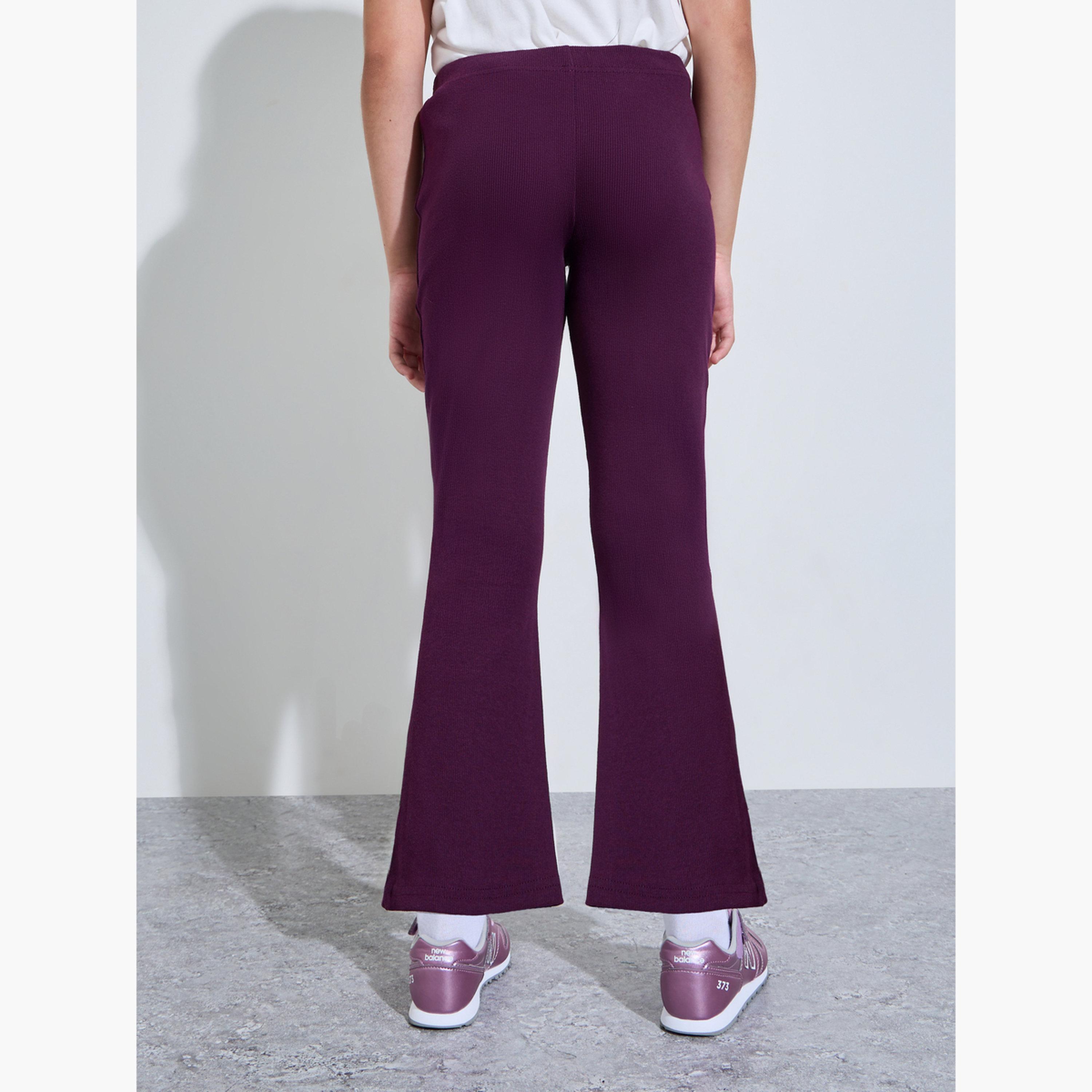 ليقنز بأرجل واسعة وتفاصيل مضلعة للبنات-girls-clothing-bottoms-leggings-image-4