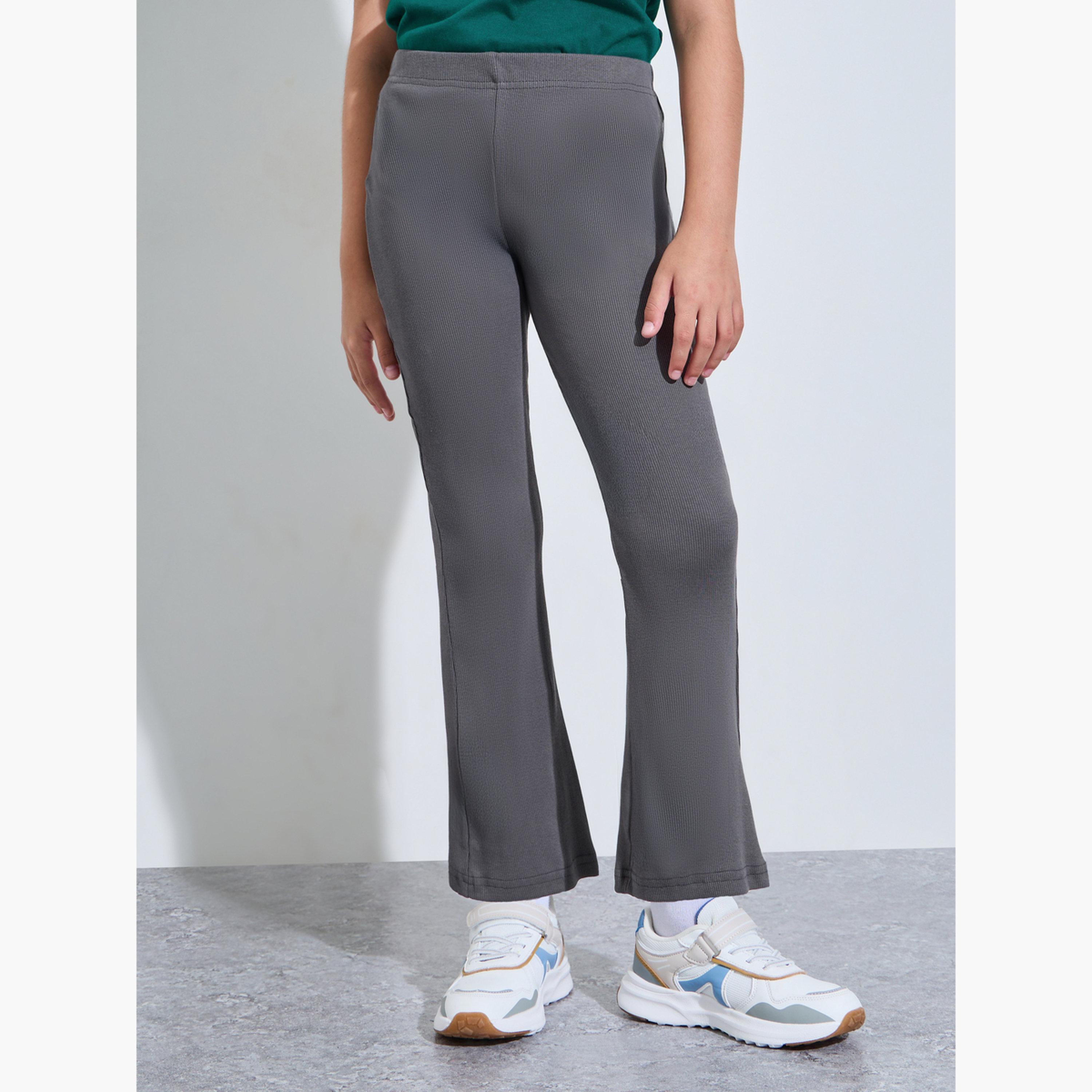 Styli Teen Girls Pack of 2 - Solid Flared Leggings-girls-clothing-bottoms-leggings-image-4