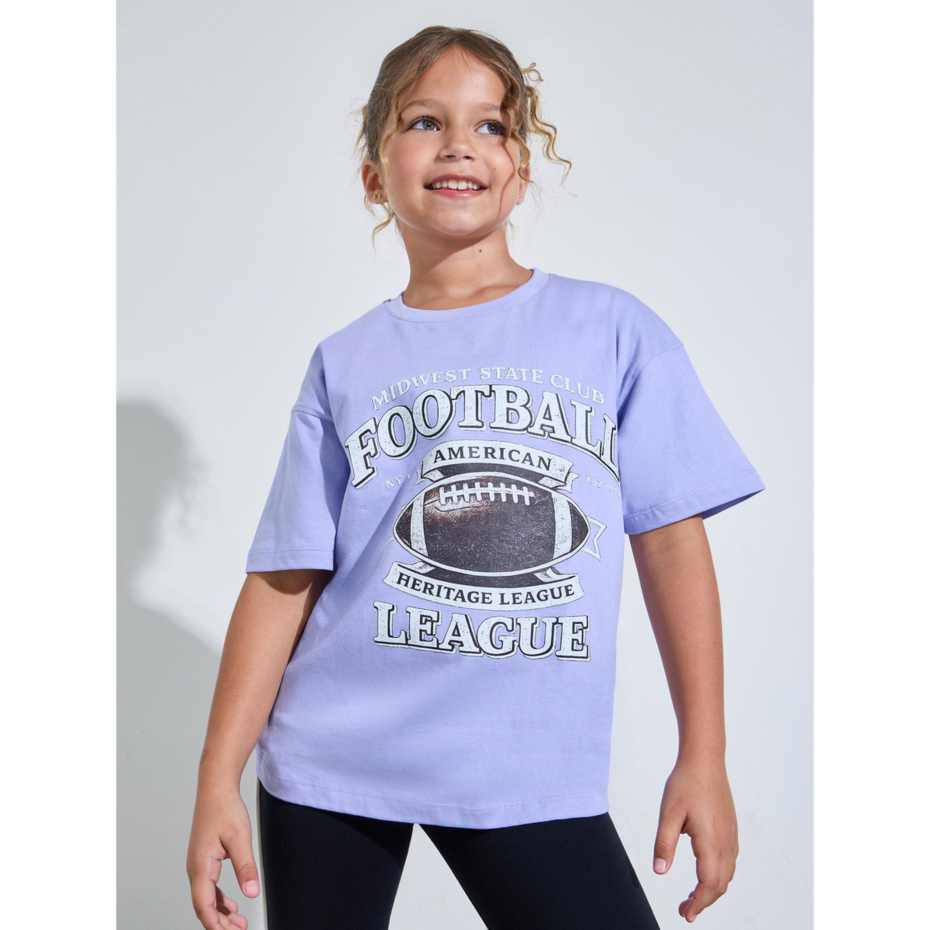 Styli Teen Girls Blue Graphic Print Oversized T-Shirt-girls-clothing-tshirts-image-1