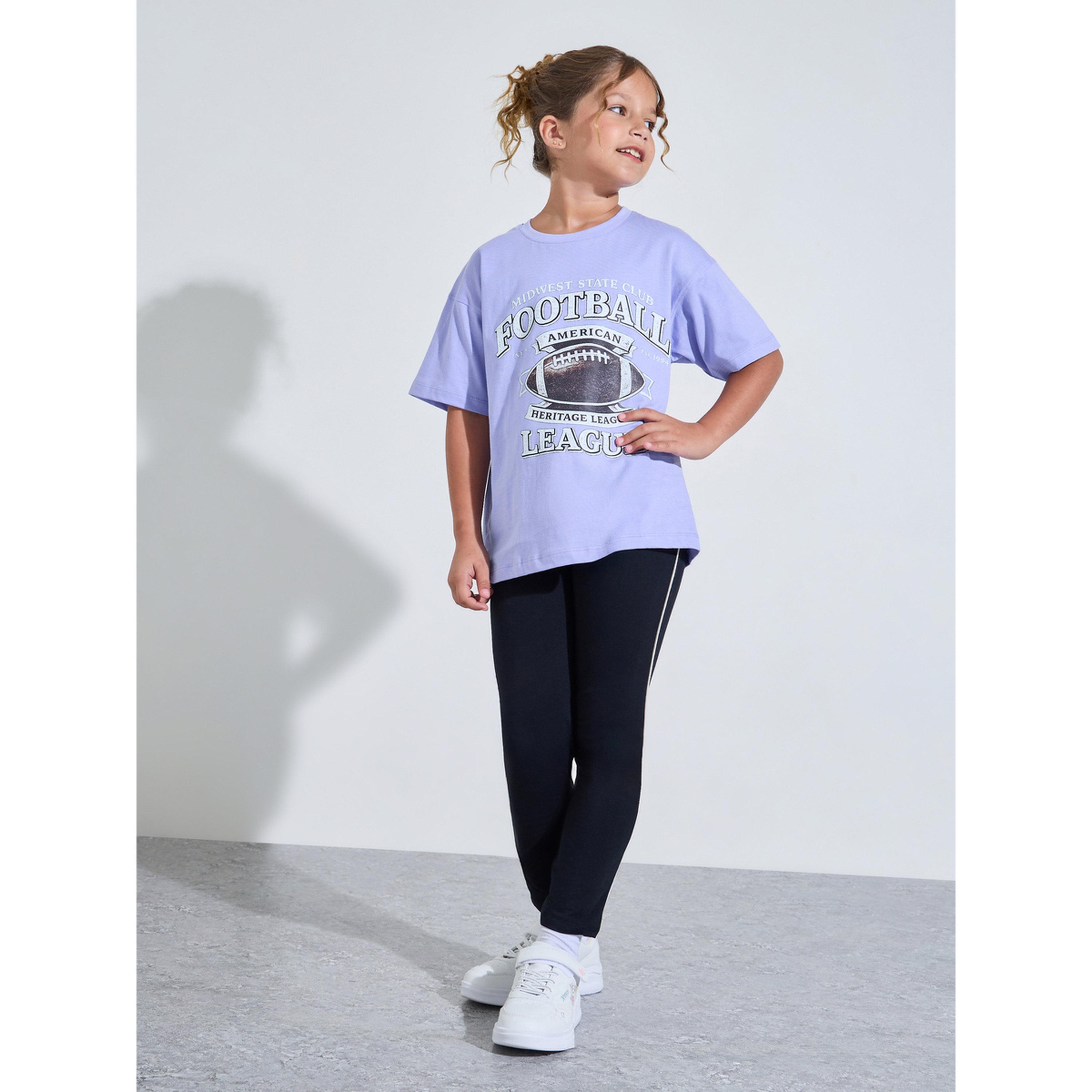 Styli Teen Girls Blue Graphic Print Oversized T-Shirt-girls-clothing-tshirts-image-2