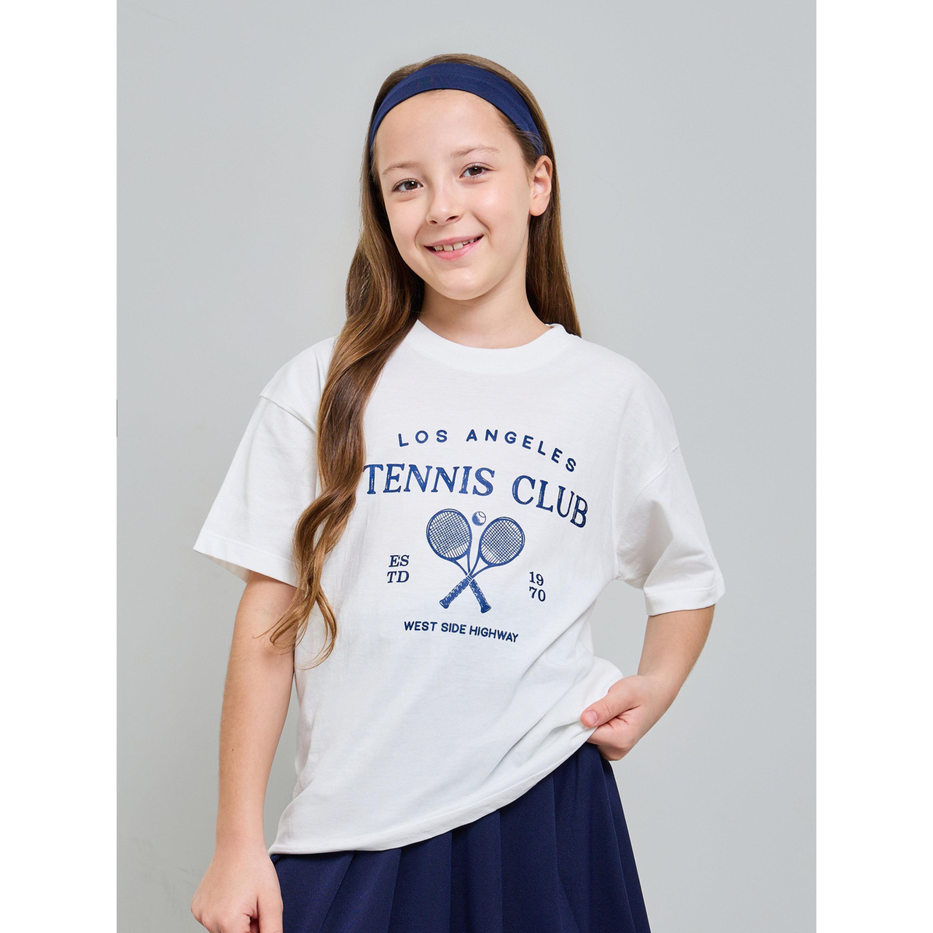 Styli Teen Girls White Graphic Print Cotton Oversized T-Shirt-girls-clothing-tshirts-image-1