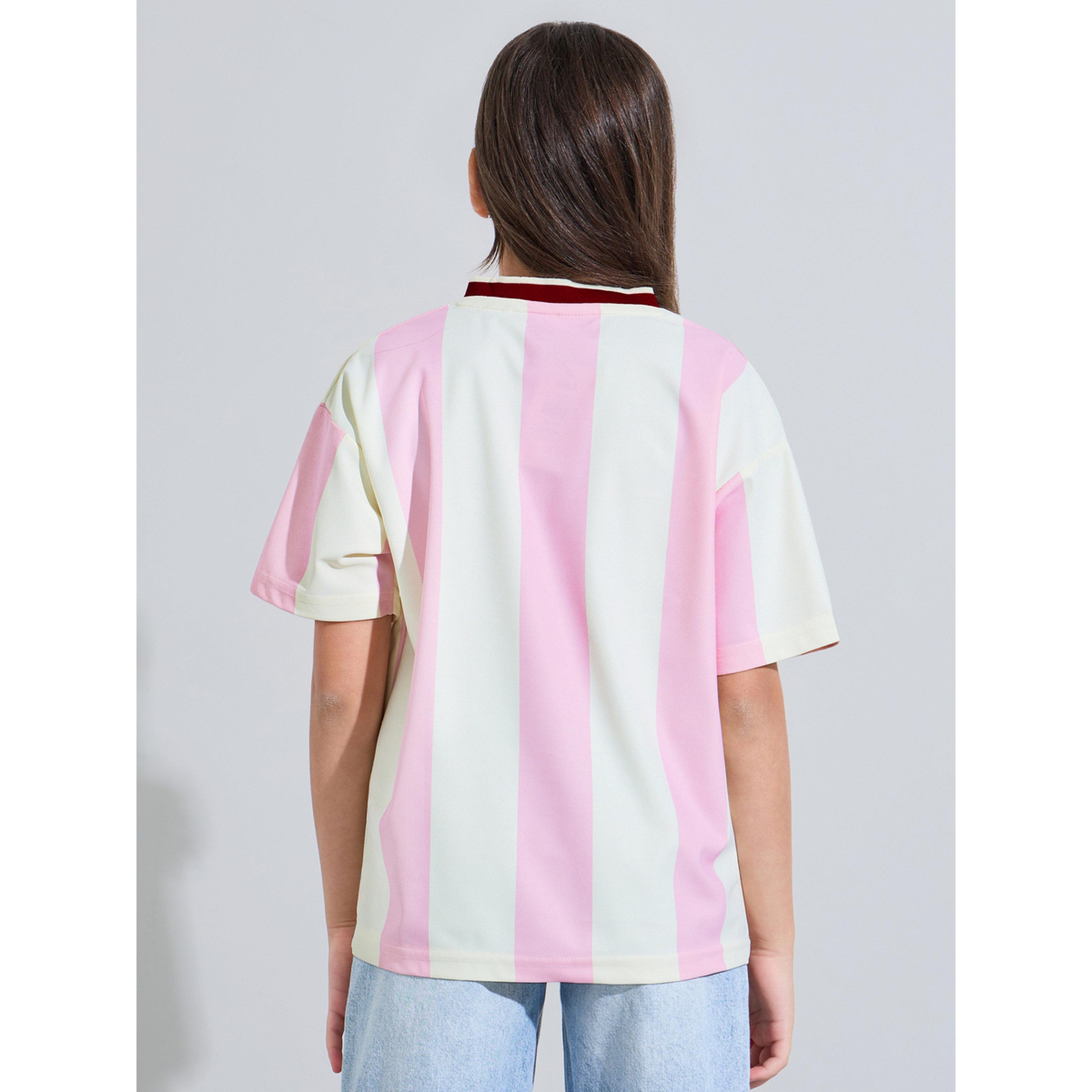تيشيرت جيرسي واسع مخطط للبنات الكبار-sports-girls-clothing-tops-image-4