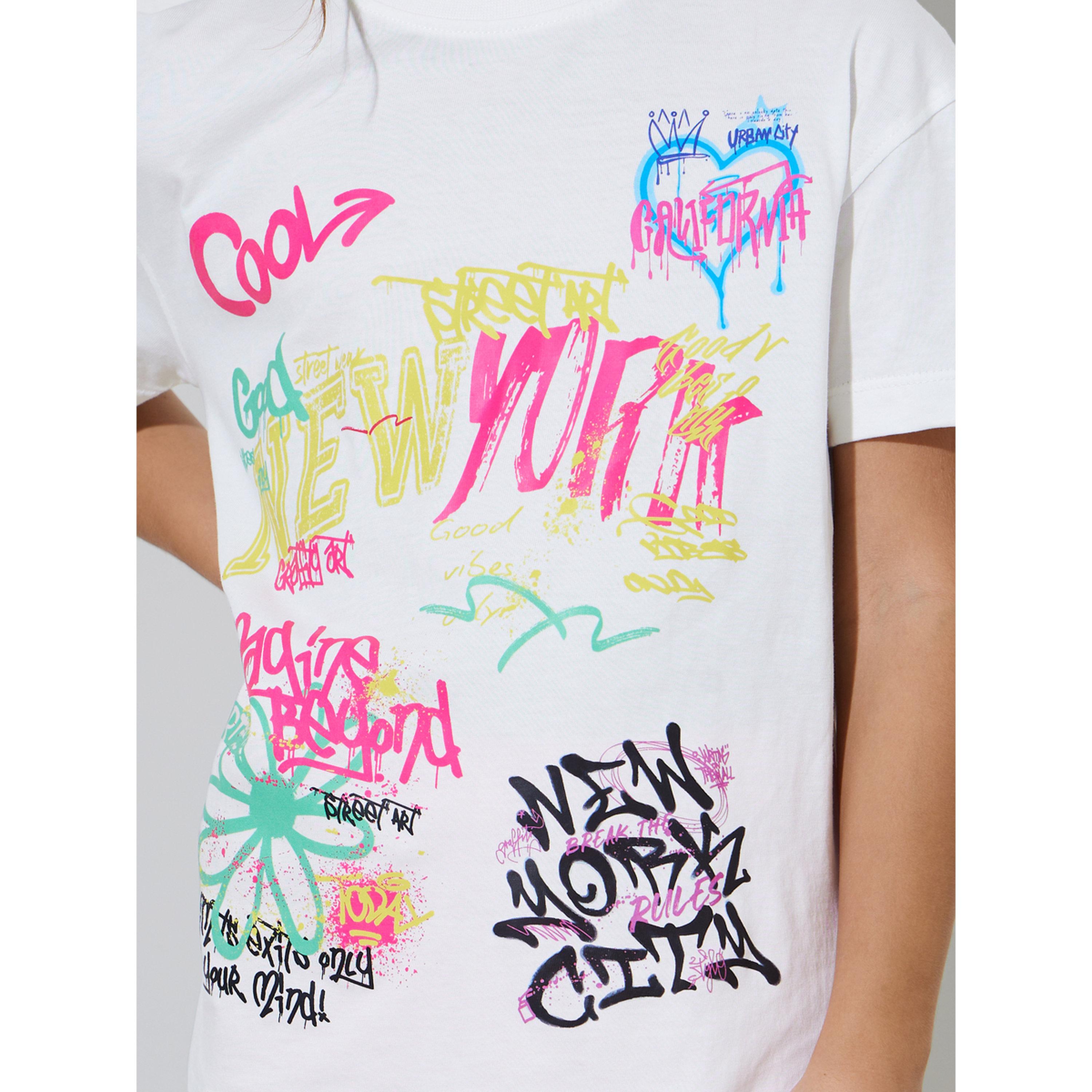 تيشيرت بناتي أوف وايت بطبعة جرافيك وأكمام قصيرة-girls-clothing-tshirts-image-4