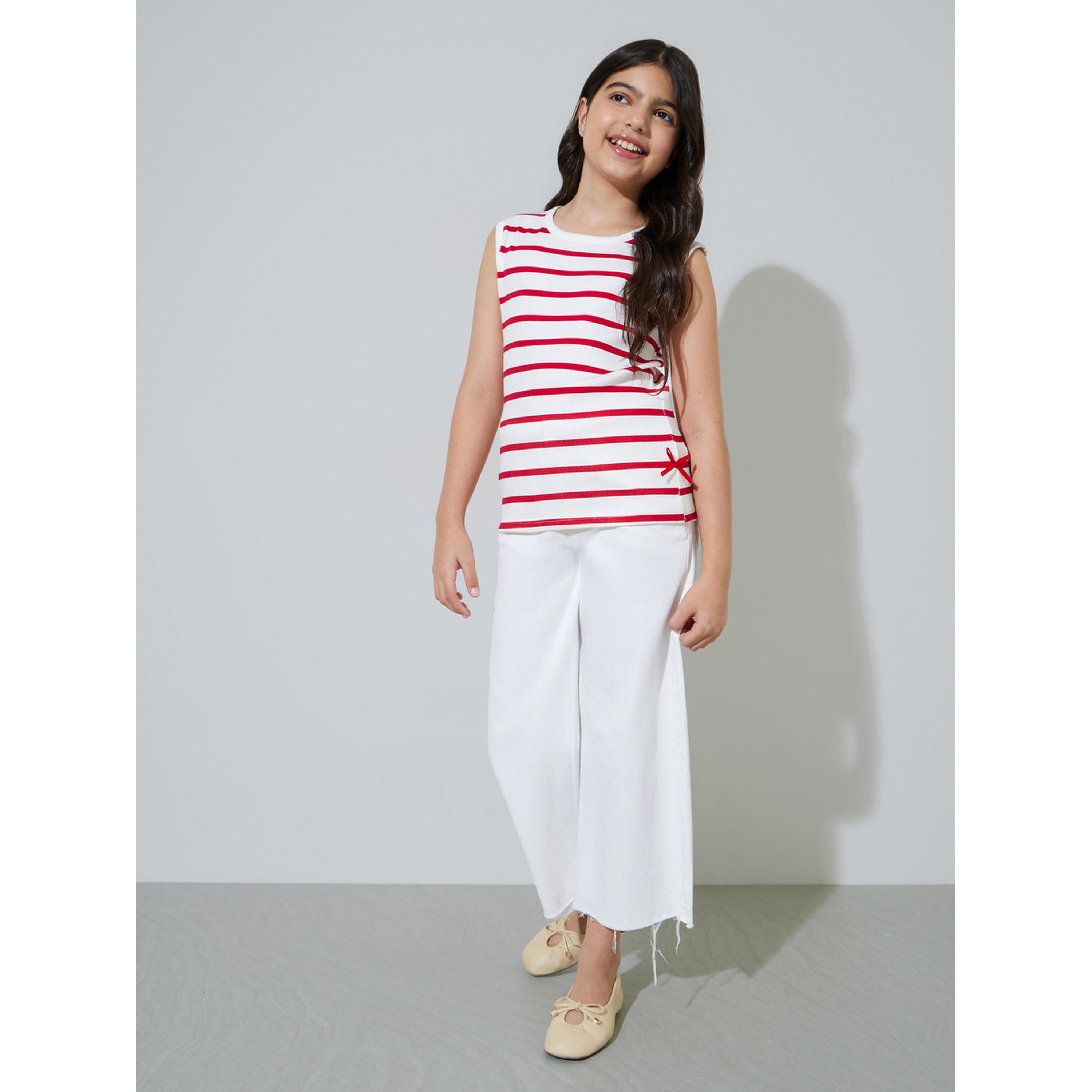Styli Teen Girls Striped Bow Detail Sleeveless Top-girls-clothing-tshirts-image-2