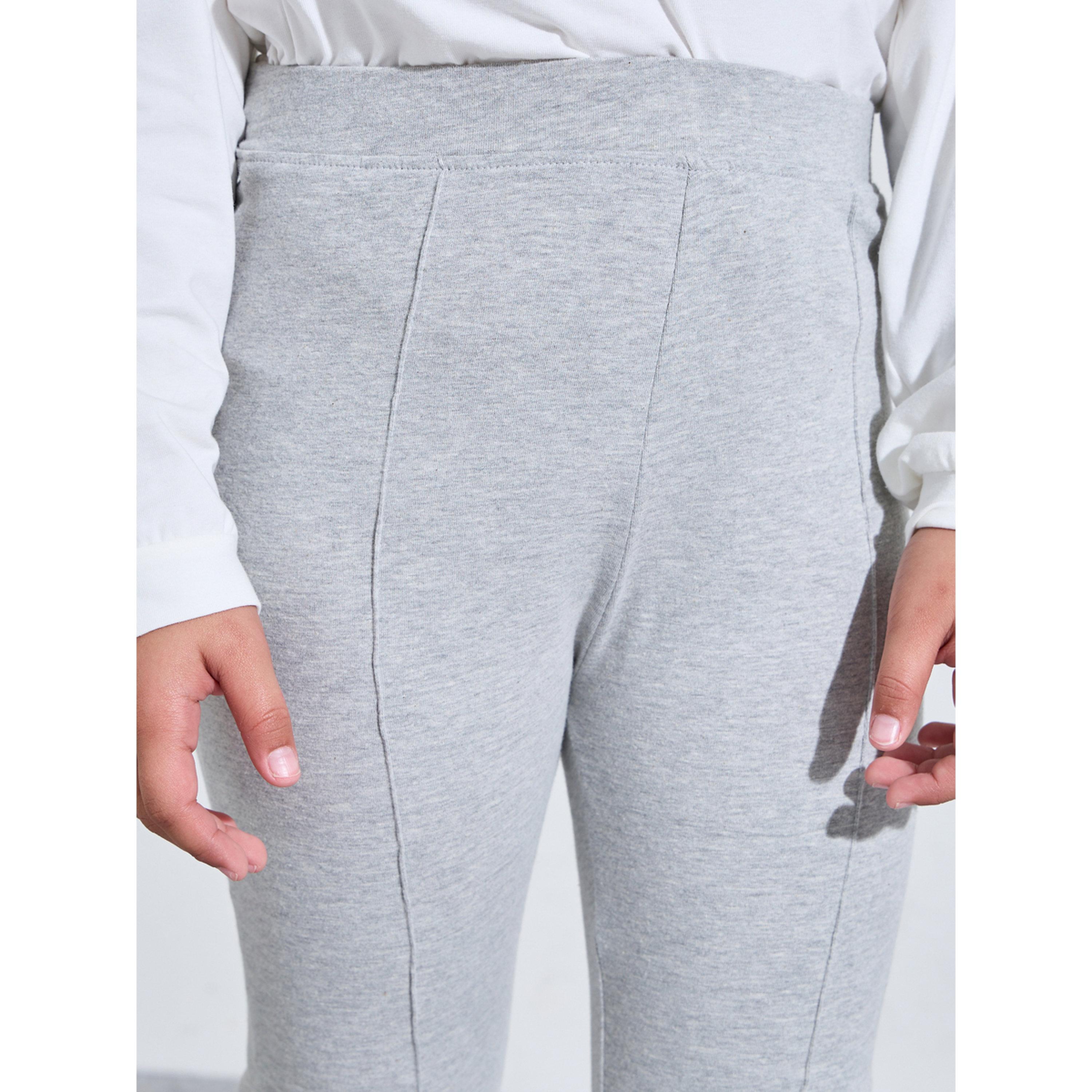 Styli Teen Girls Grey Solid High-Rise Leggings with Front Slit-girls-clothing-bottoms-leggings-image-4