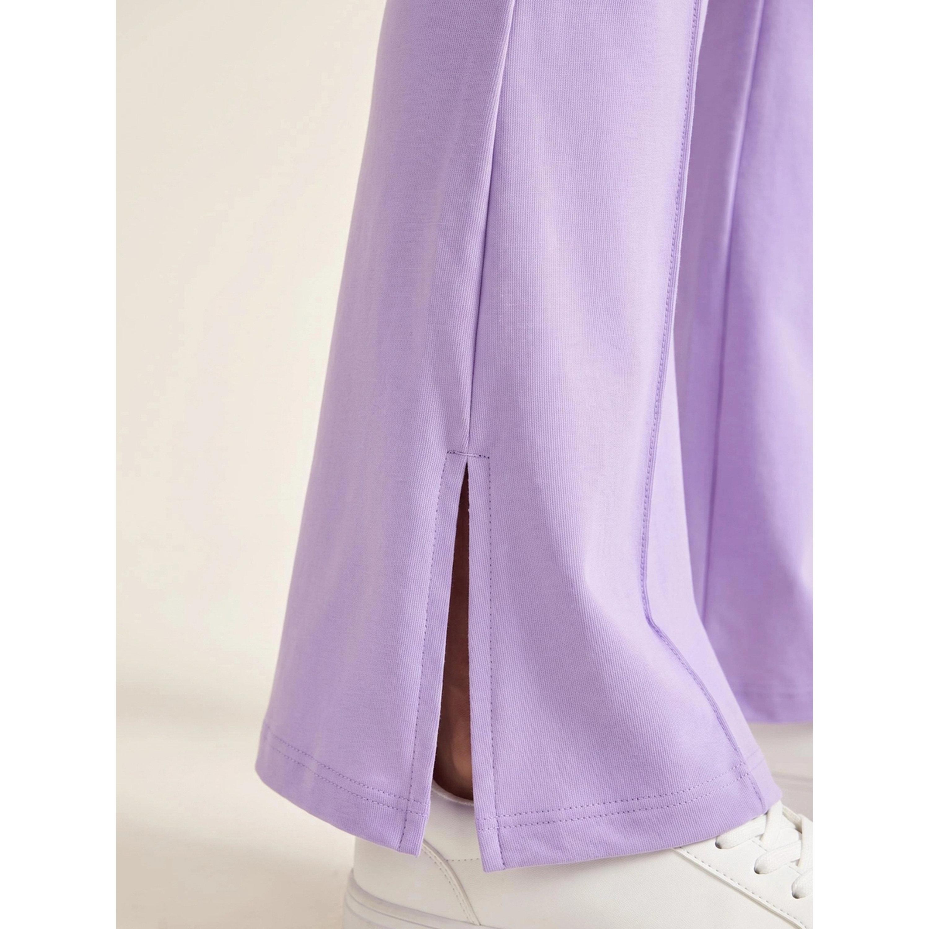 Styli Teen Girls Lilac Solid High-Rise Leggings with Front Slit-girls-clothing-bottoms-trousers-image-3